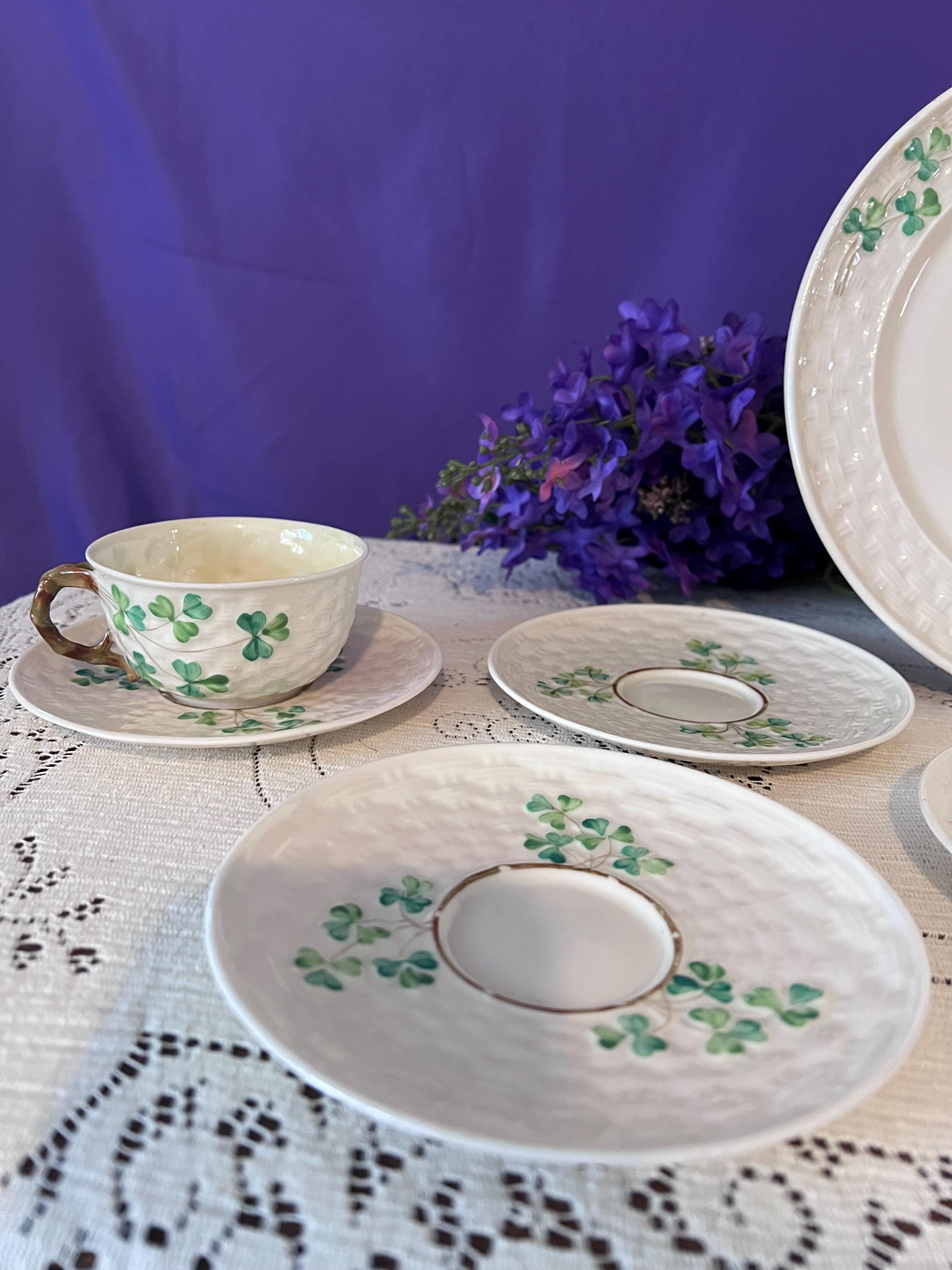 Antique Belleek Shamrock Basketweave - 3rd Black Mark (1926-1946) - Pick Your Piece - Rare Irish Parian China