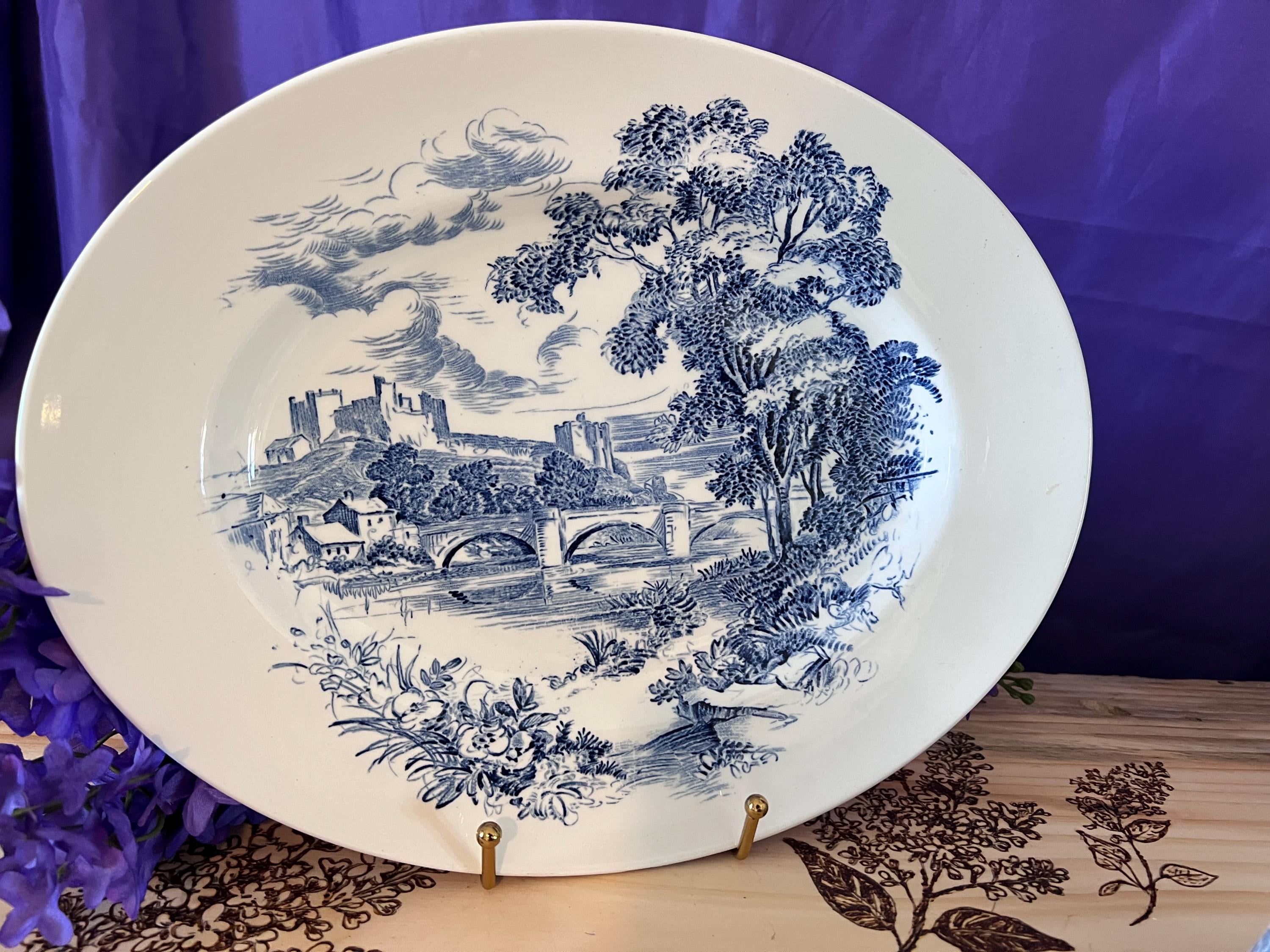 Rare Enoch Wedgwood Countryside Blue Transferware - Complete 65 -Piece Dinner Service for 12 - English Ironstone