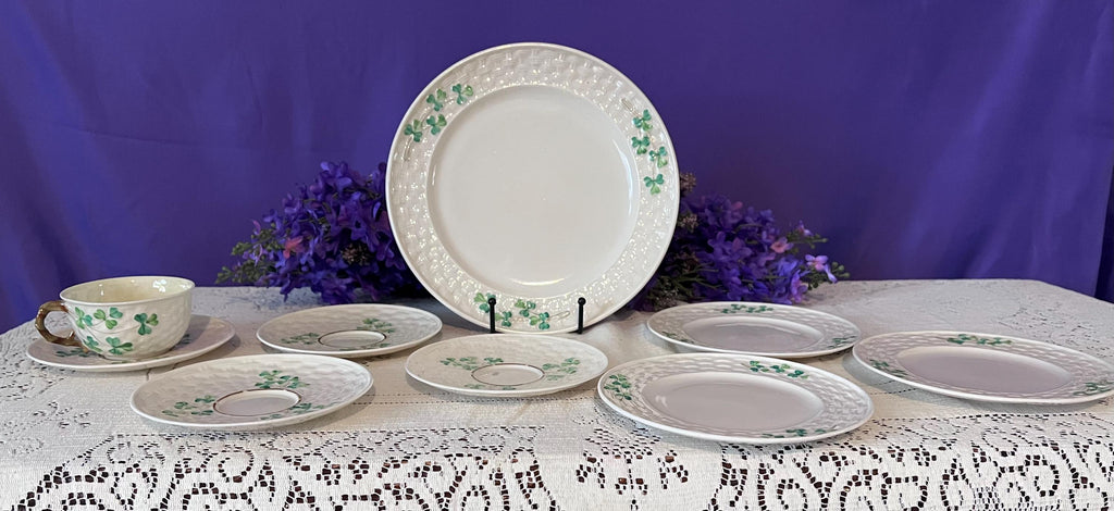 Antique Belleek Shamrock Basketweave - 3rd Black Mark (1926-1946) - Pick Your Piece - Rare Irish Parian China