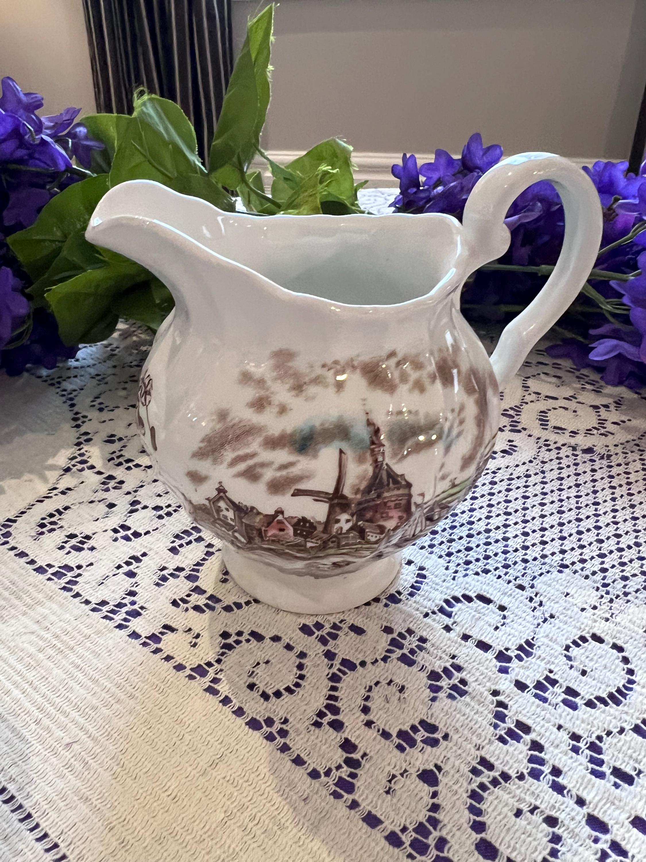 Rare Johnson Brothers Tulip Time Teapot Set | Brown Transferware, Made in England