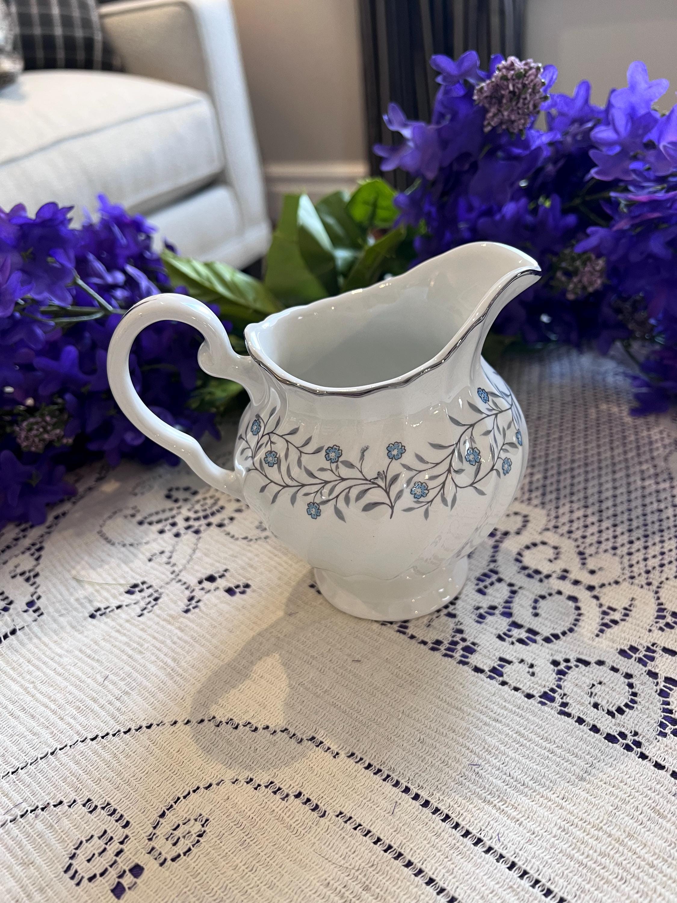 Johnson Brothers Waldorf Blue Floral Dinnerware | Regency Ironstone China, Platinum Trim