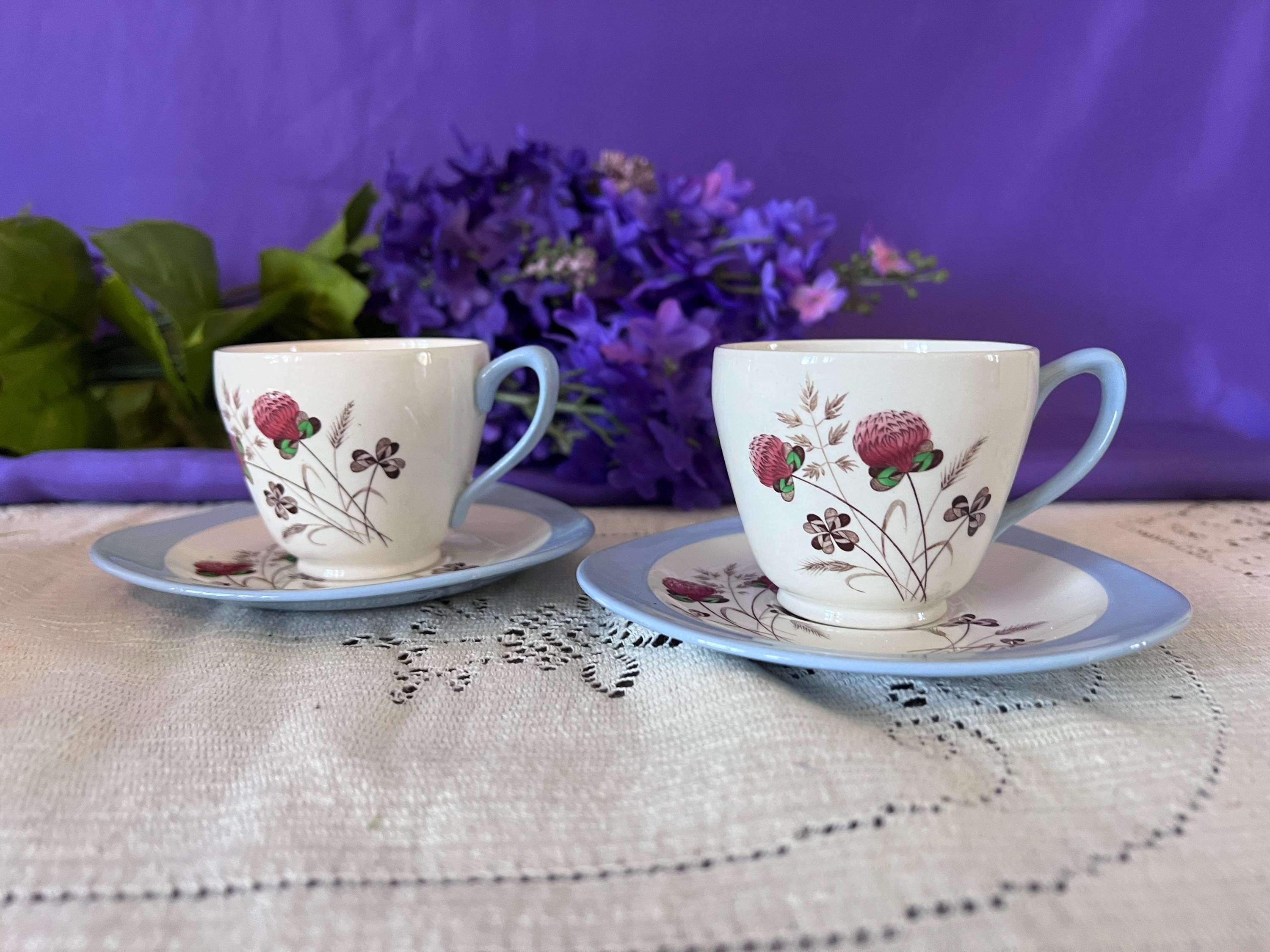 Vintage Spode Summer Days Dinnerware – Build Your Set – Pristine S3304 Red Clover and Blue Rim Replacements – Sets of 2