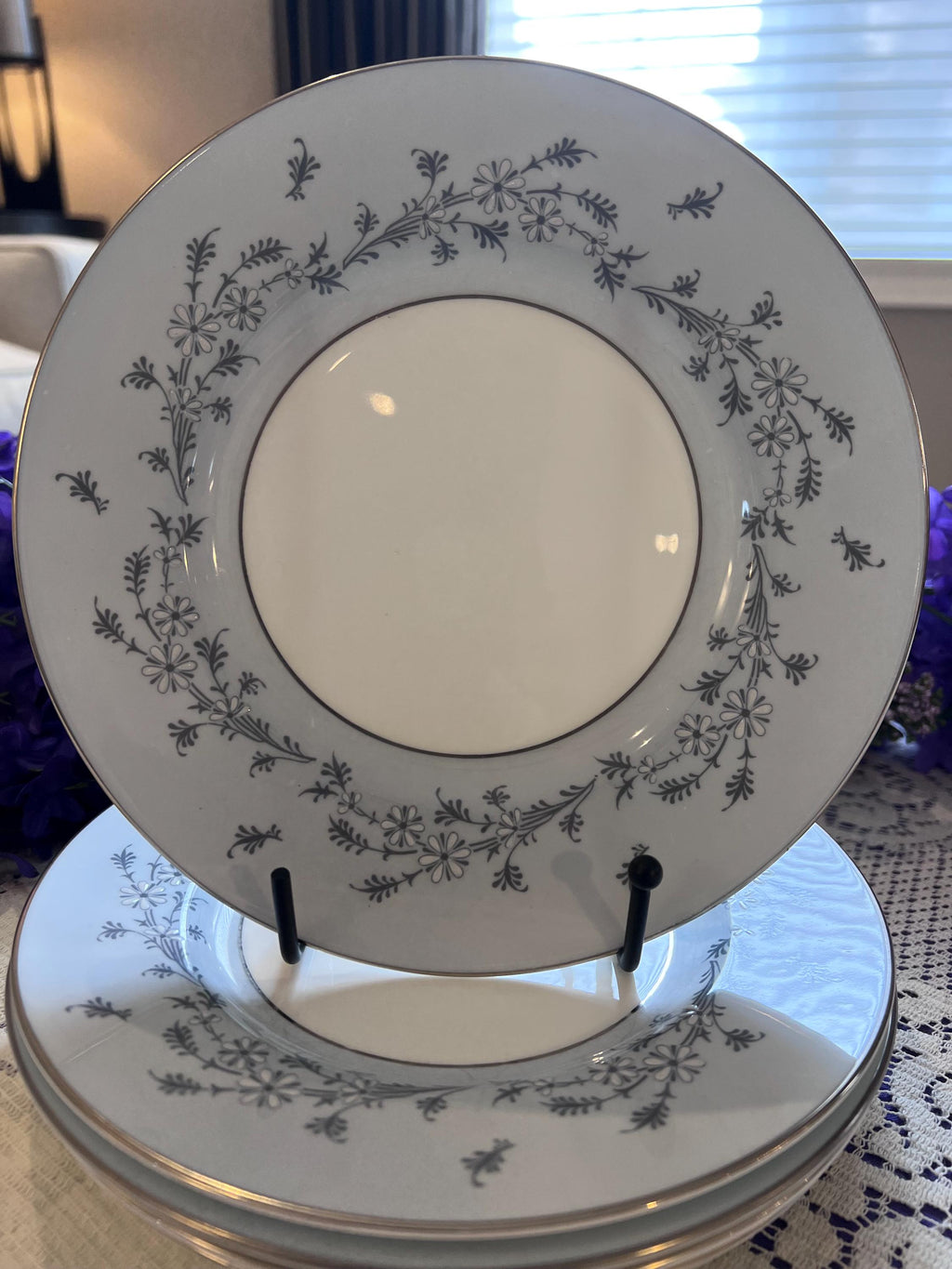 Minton Grey Mist Salad Plates – Set of 5, Bone China, Mid Century England