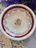 Set of 6 Vintage Swinnertons Majestic Vellum Berry Bowls – Maroon Gold Filigree Nappies