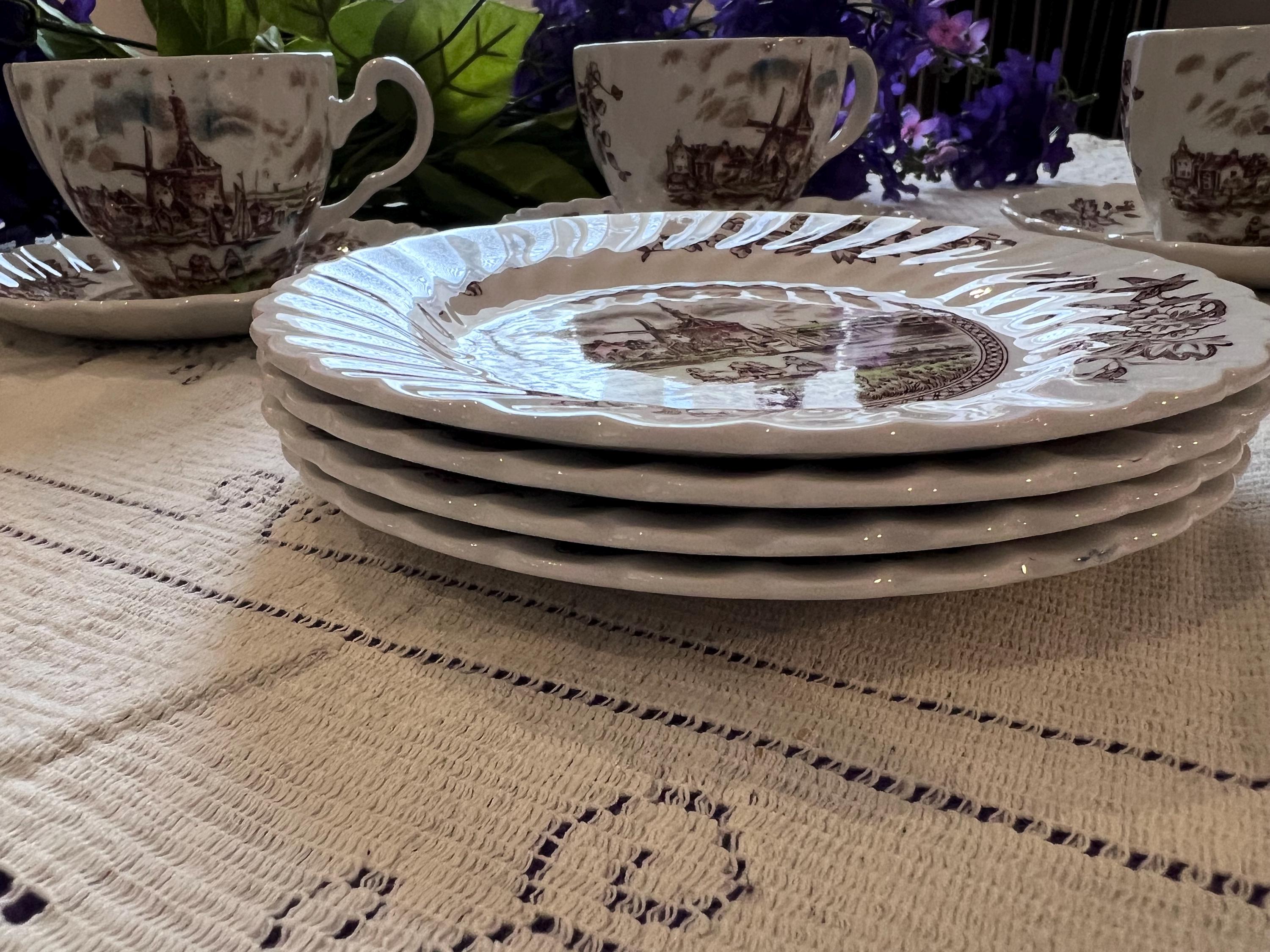 Johnson Brothers Tulip Time Tea Set | Brown Transferware Cottagecore Collection