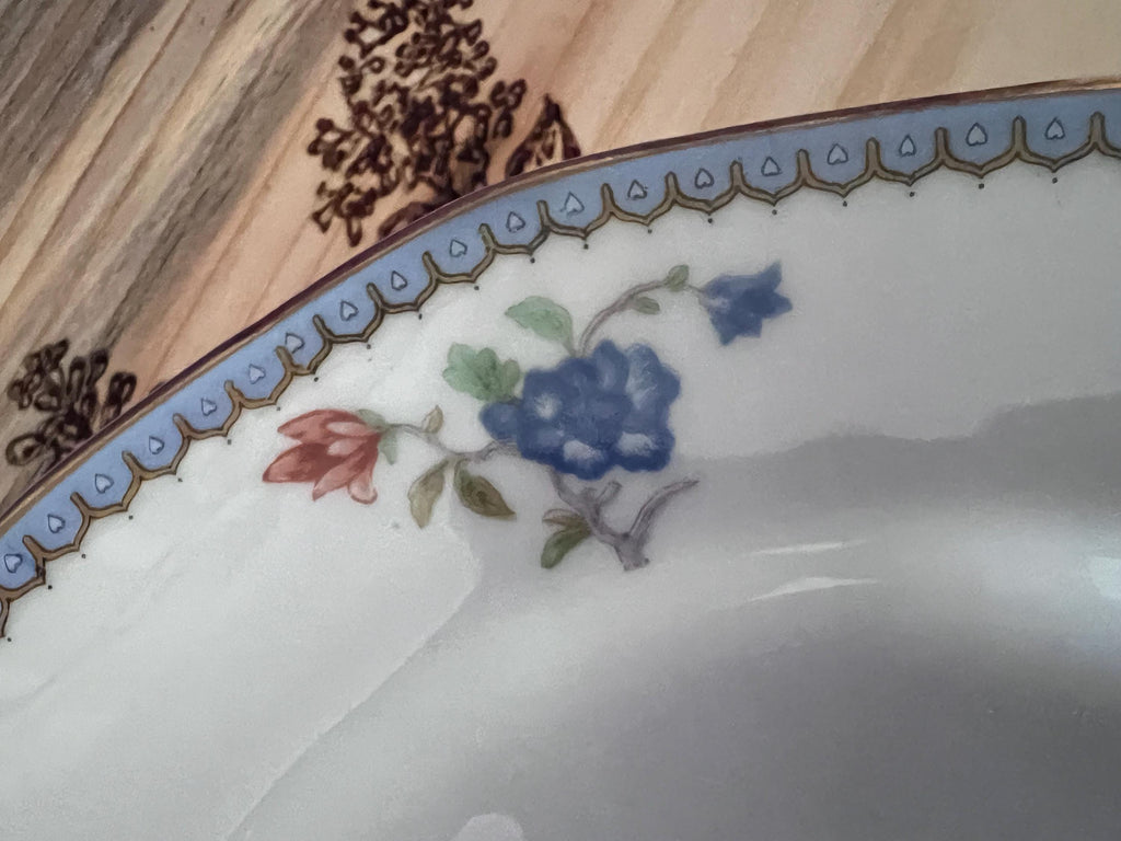 Theodore Haviland Limoges Paradise Replacement China, Bird of Paradise Salad & Dinner Plate, Blue Gold Scalloped Saucer, Fruit Nappy Bowl