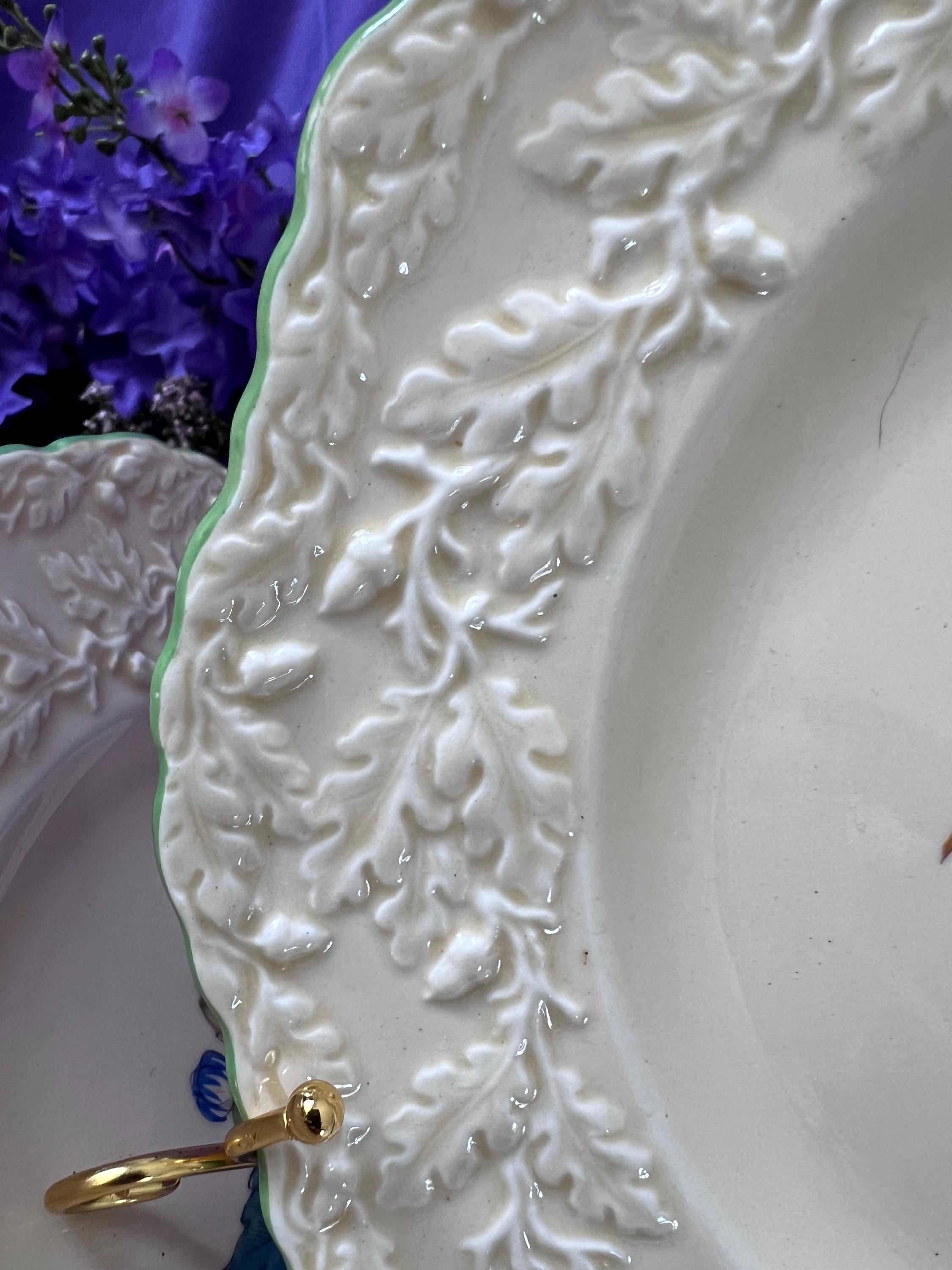 Set of 12 Mason’s Patent Ironstone Lunch Plates - Fruit Basket C2691 - Embossed Oak Leaf Border - English Vintage China