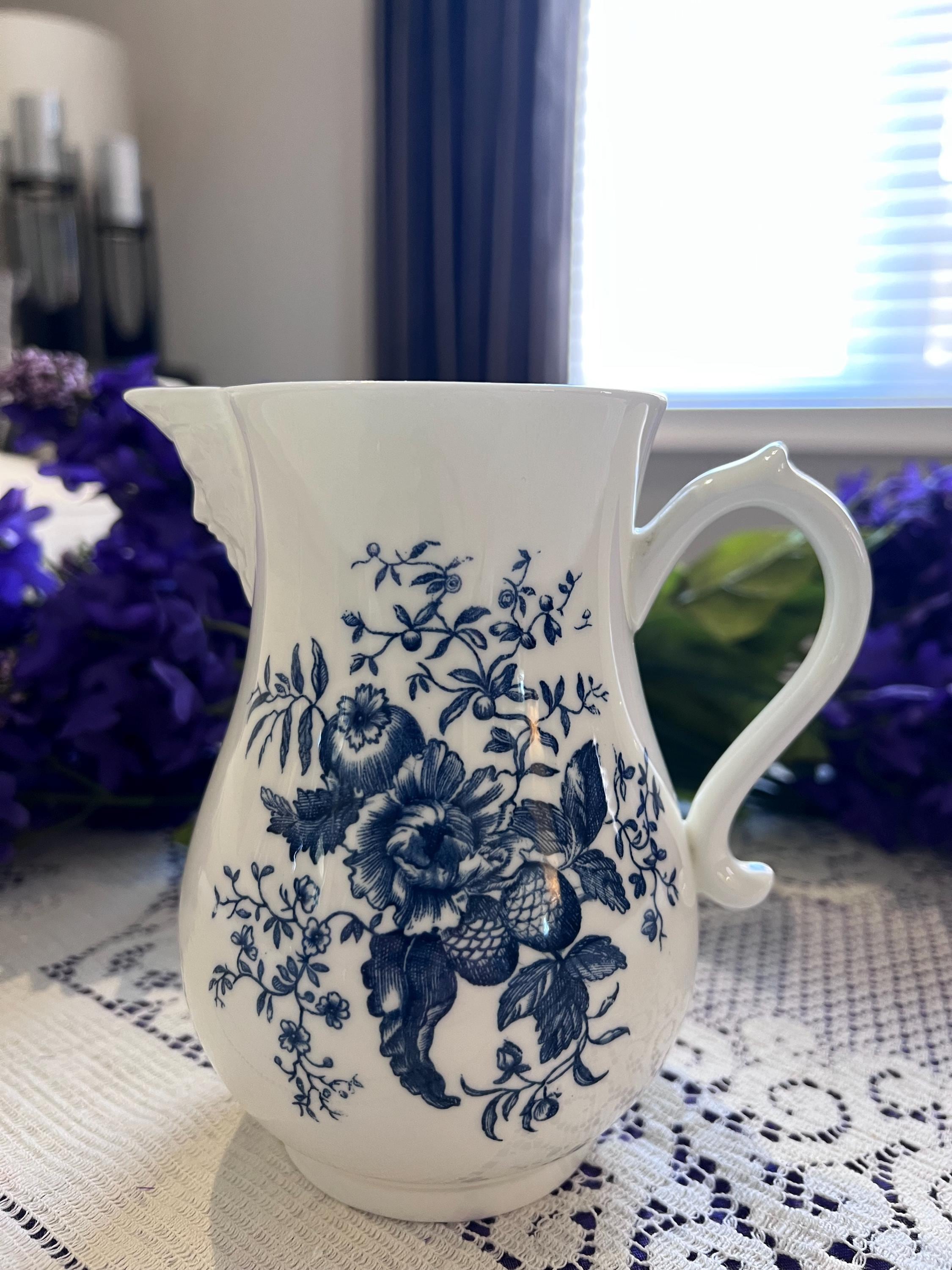 Vintage Royal Worcester "Blue Sprays" Mask Head Creamer - Circa 1760 Reproduction