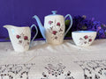 Mid-Century Spode "Summer Days" Tea Service – 1950s English Ironstone Teapot, Creamer, and Open Sugar Trio – S3304