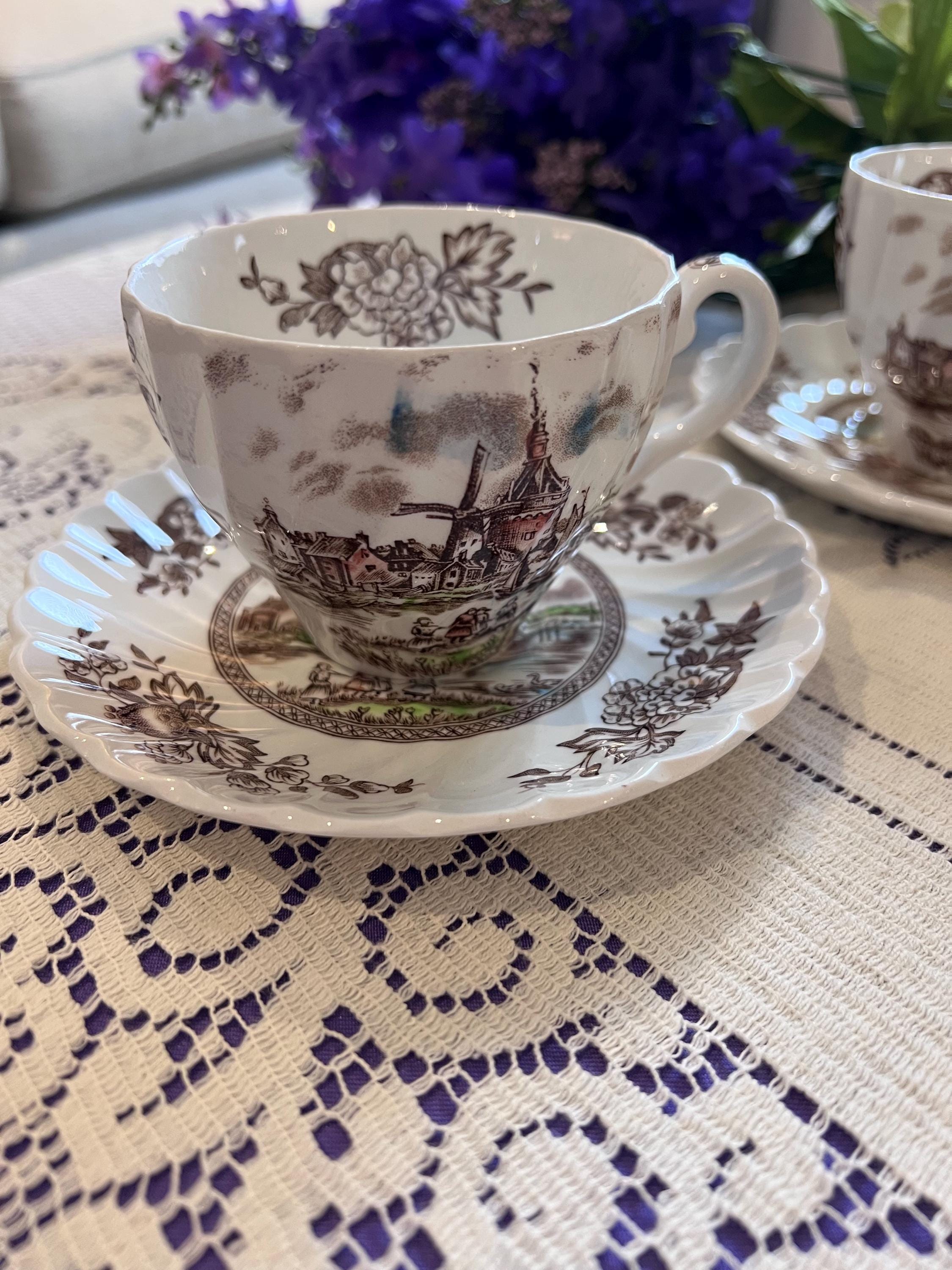 Johnson Brothers Tulip Time Tea Set | Brown Transferware Cottagecore Collection
