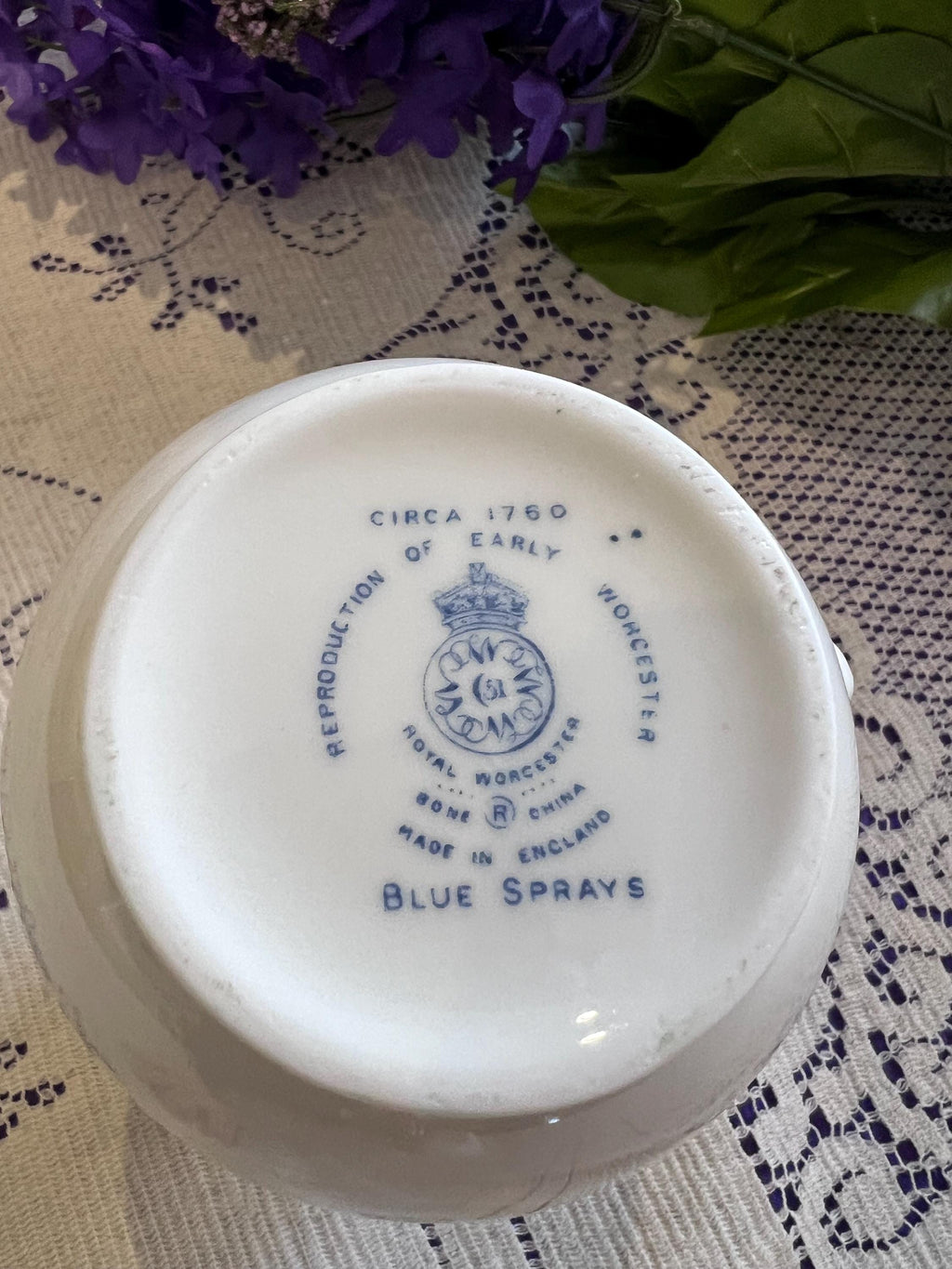 Vintage Royal Worcester "Blue Sprays" Mask Head Creamer - Circa 1760 Reproduction
