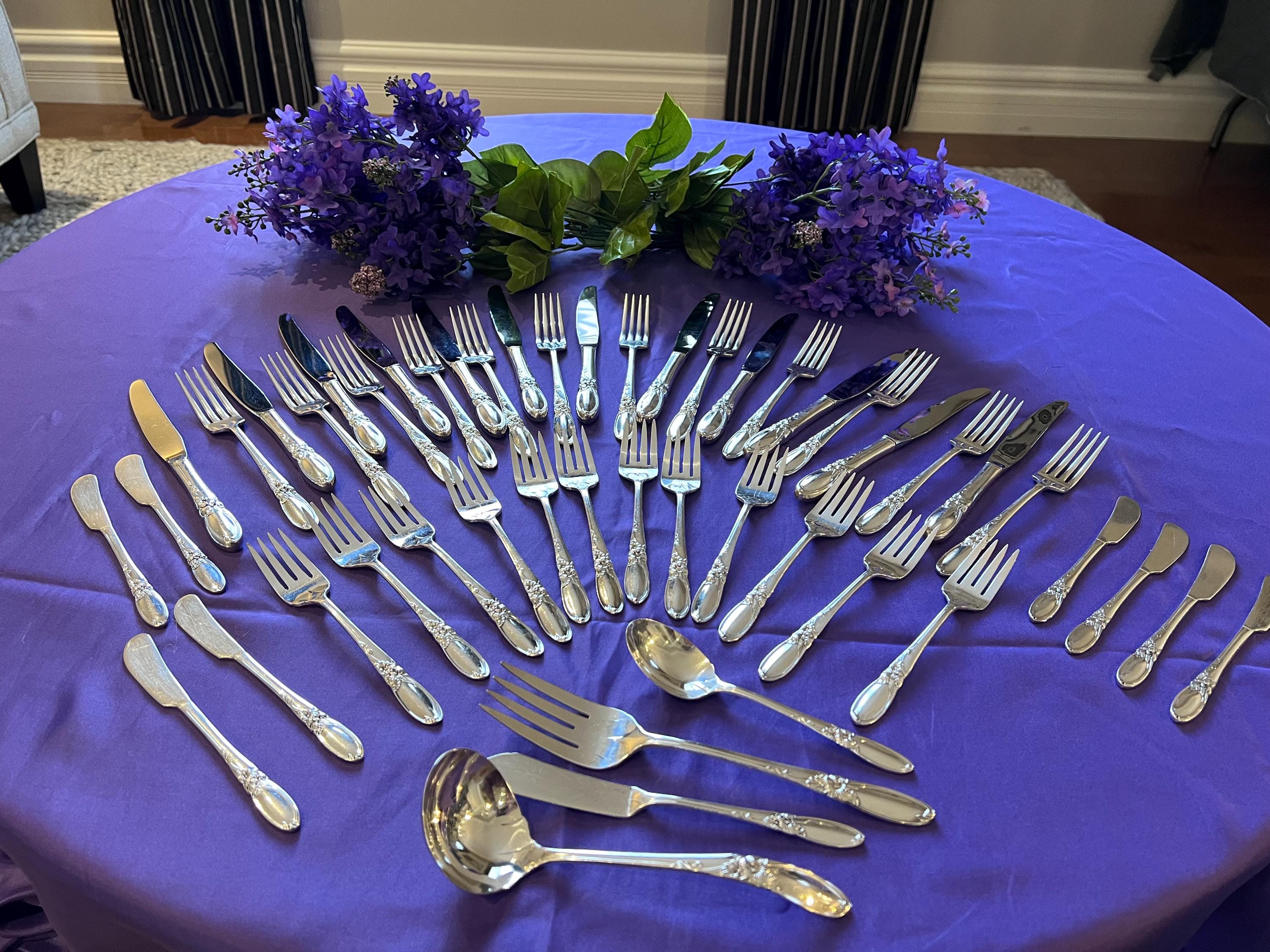 Oneida White Orchid Silverware Set | 1953 Community Plate Floral Flatware