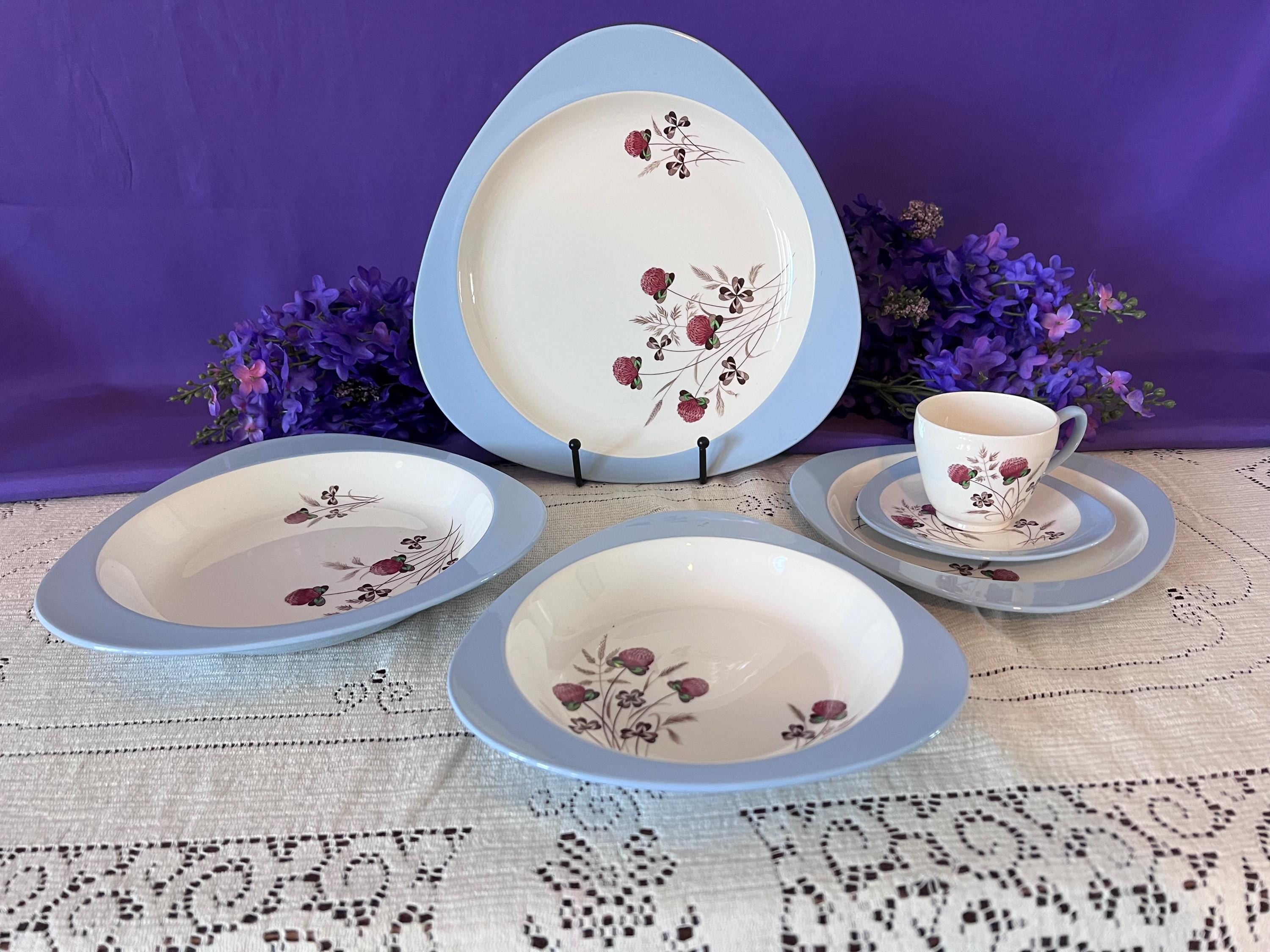Vintage Spode Summer Days Dinnerware – Build Your Set – Pristine S3304 Red Clover and Blue Rim Replacements – Sets of 2