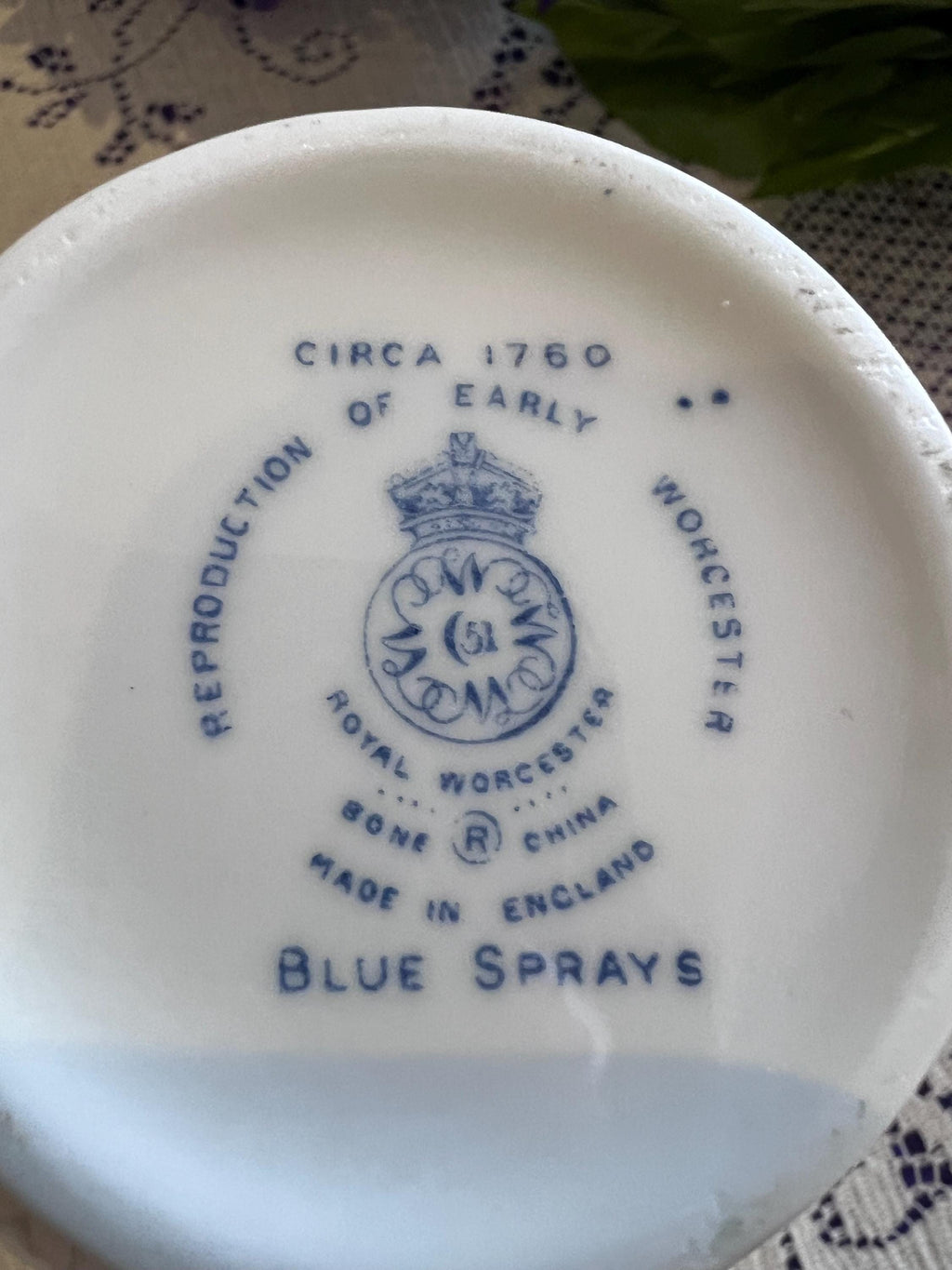 Vintage Royal Worcester "Blue Sprays" Mask Head Creamer - Circa 1760 Reproduction