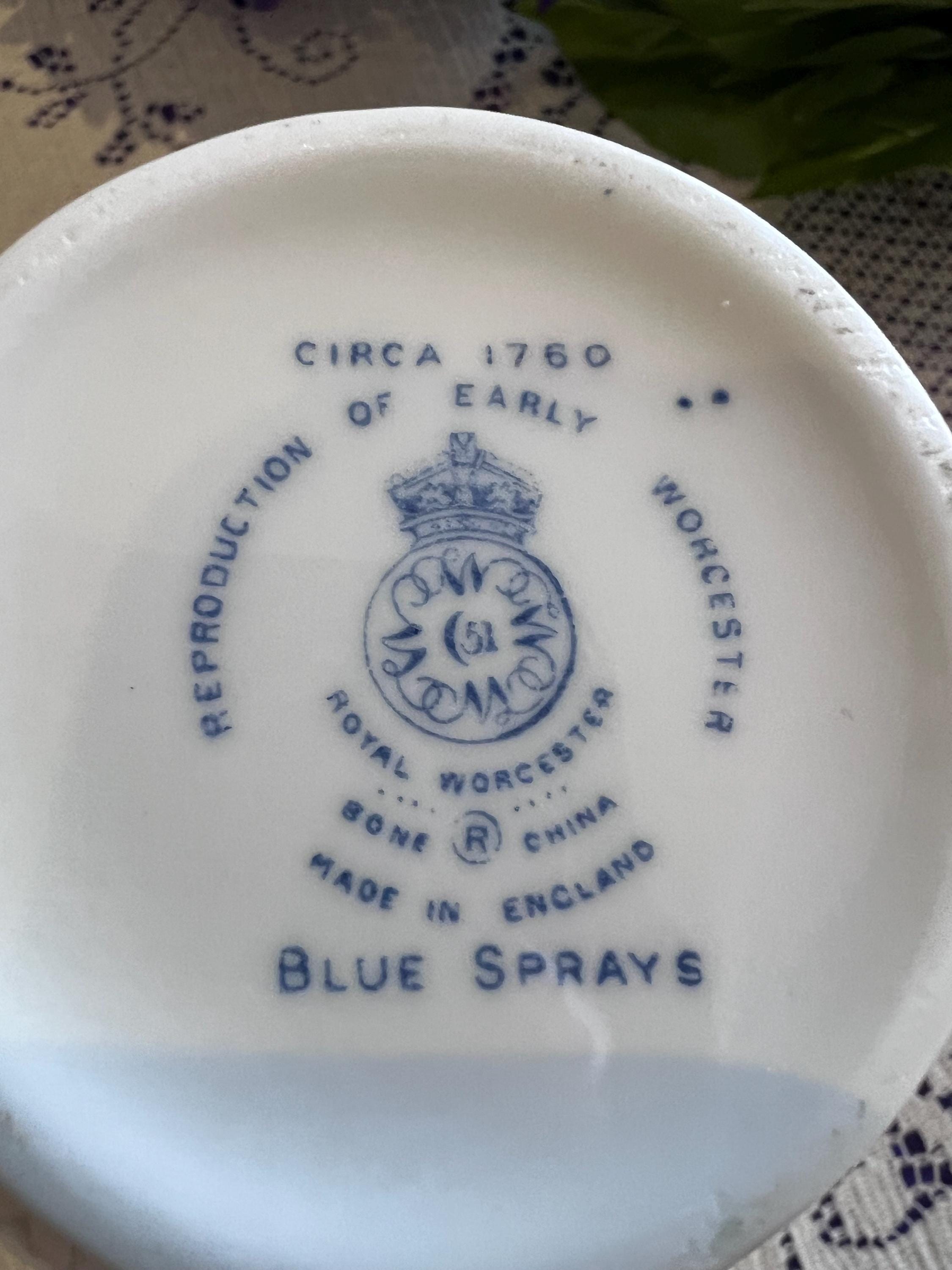 Vintage Royal Worcester "Blue Sprays" Mask Head Creamer - Circa 1760 Reproduction