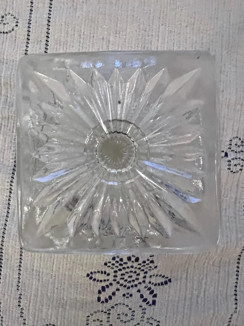 Set of 4 Vintage Diamond Point Glass Champagne Coupes – Square Pedestal Base Sherbet Dishes