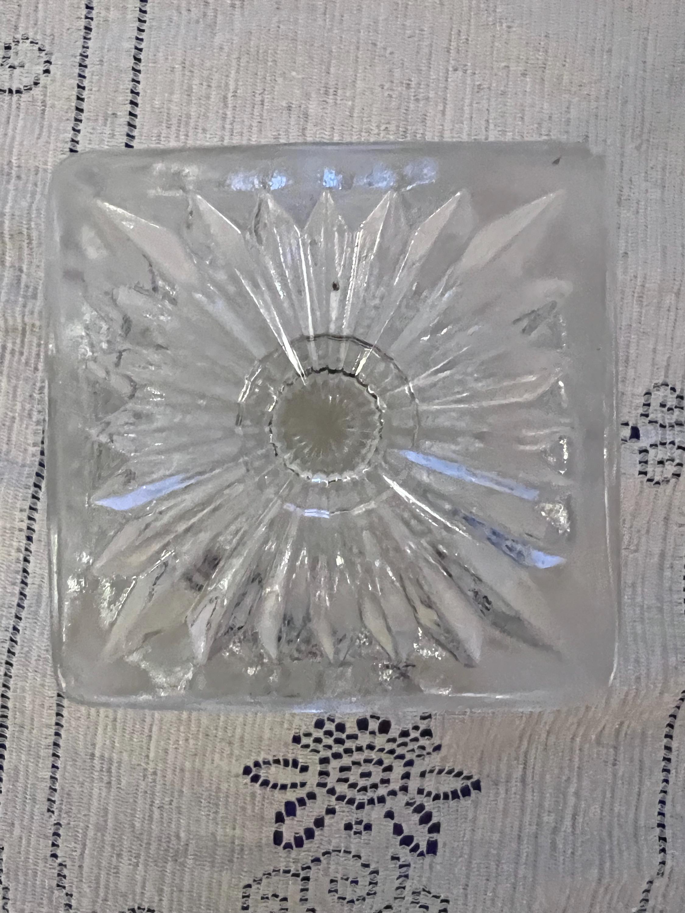 Set of 4 Vintage Diamond Point Glass Champagne Coupes – Square Pedestal Base Sherbet Dishes