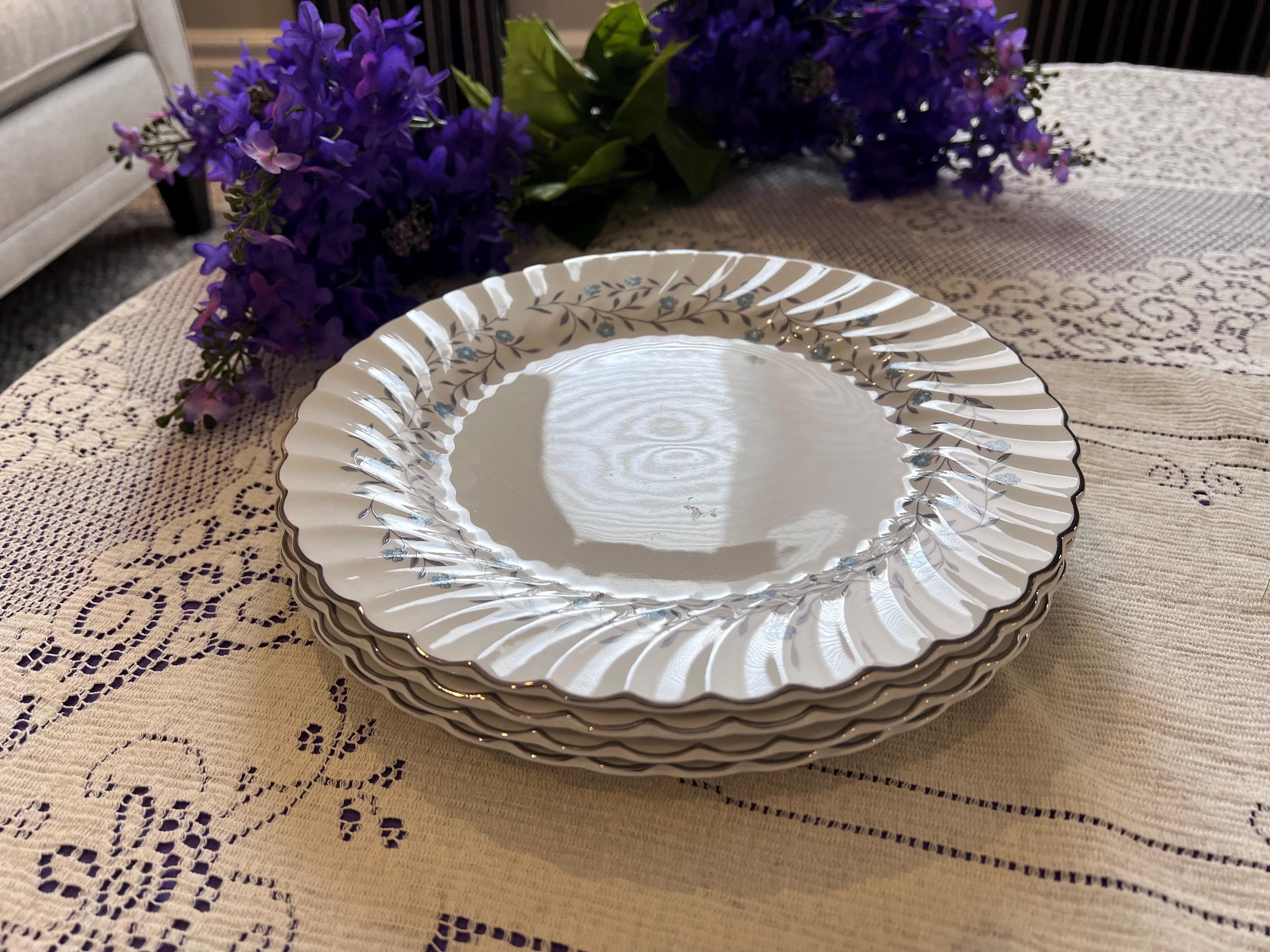 Johnson Brothers Waldorf Blue Floral Dinnerware | Regency Ironstone China, Platinum Trim