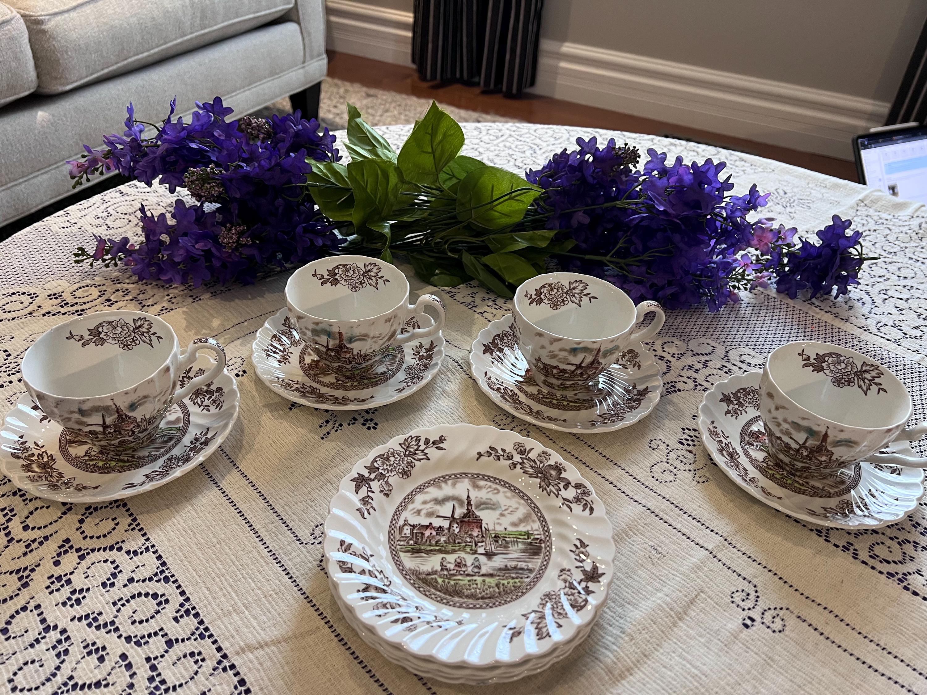 Johnson Brothers Tulip Time Tea Set | Brown Transferware Cottagecore Collection