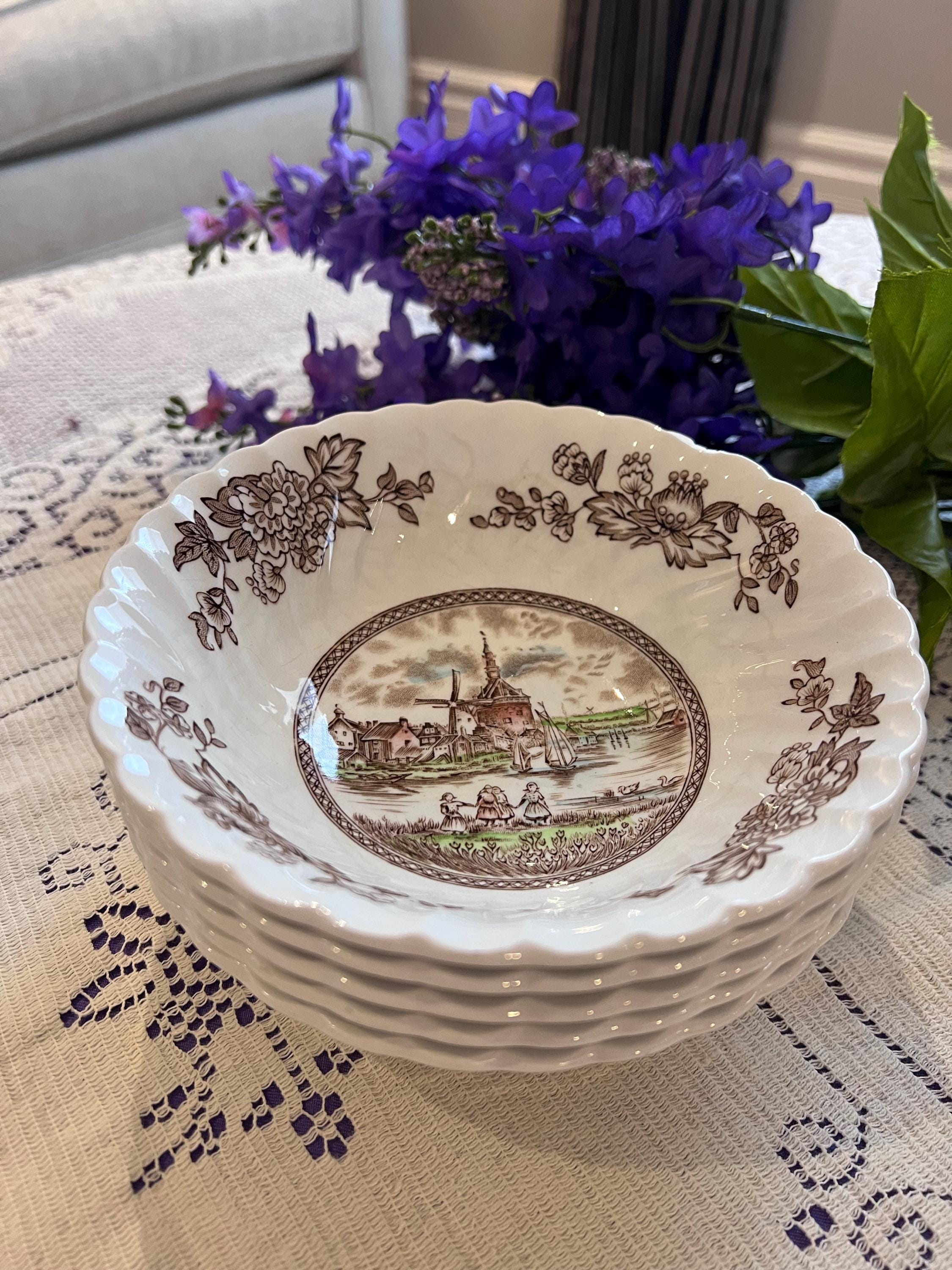 Johnson Brothers Tulip Time Brown Plates, Bowls, Cups Saucers | Made England
