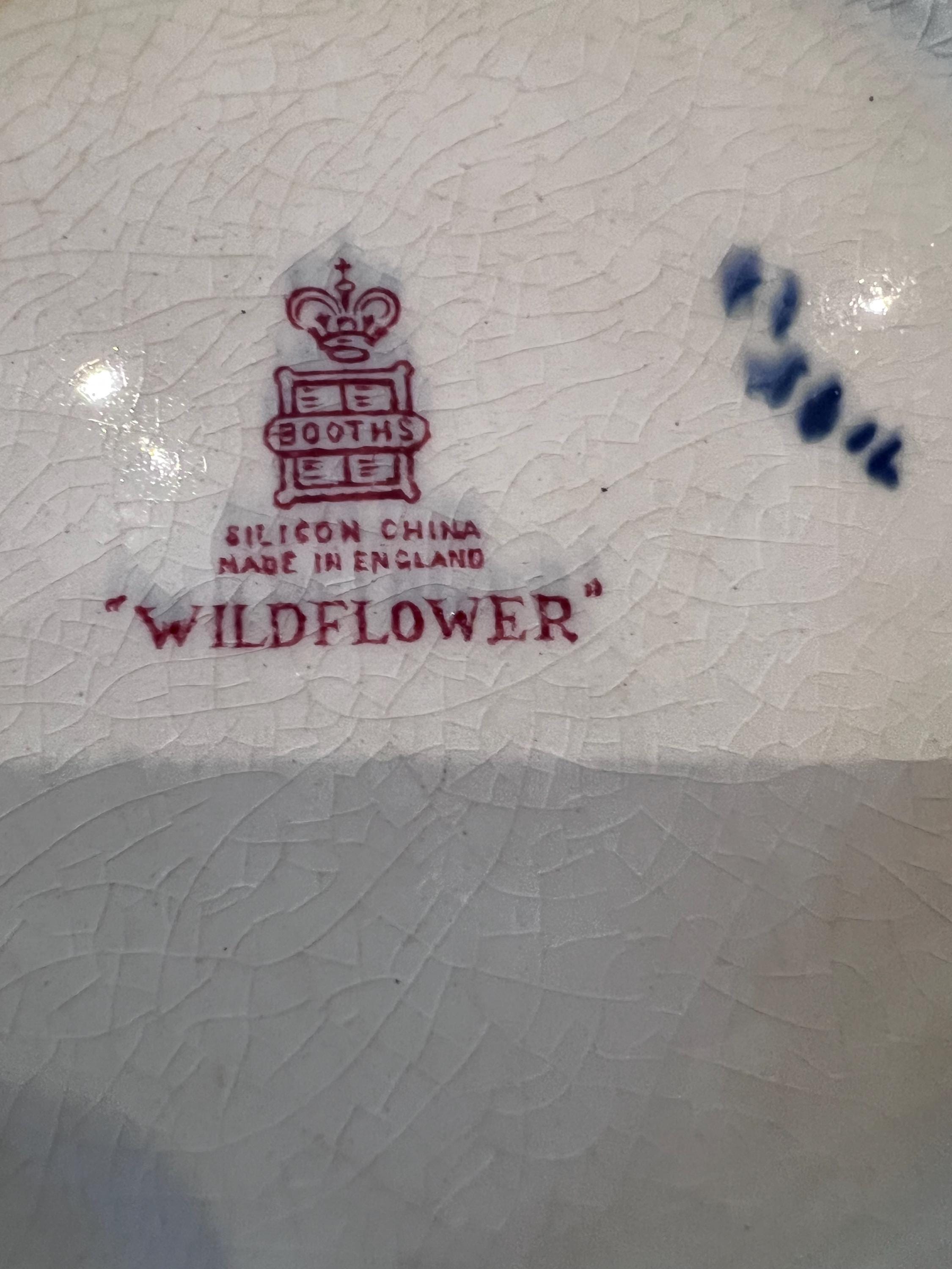 Antique Booths Wildflower Square Footed Bowl – English Earthenware Garden Serving Dish