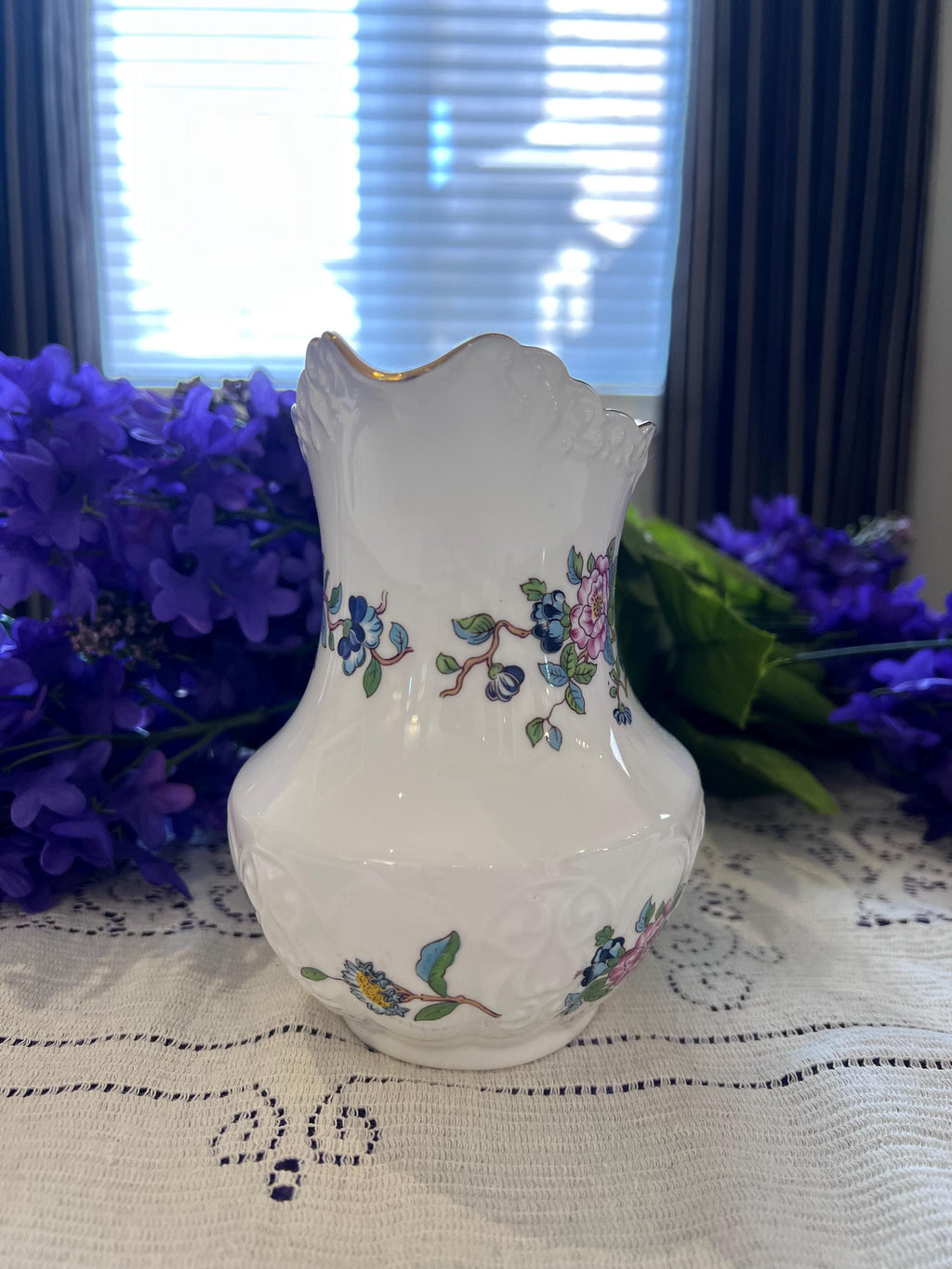 Vintage Aynsley Pembroke Pitcher – Bird Floral Creamer, Gold Trim