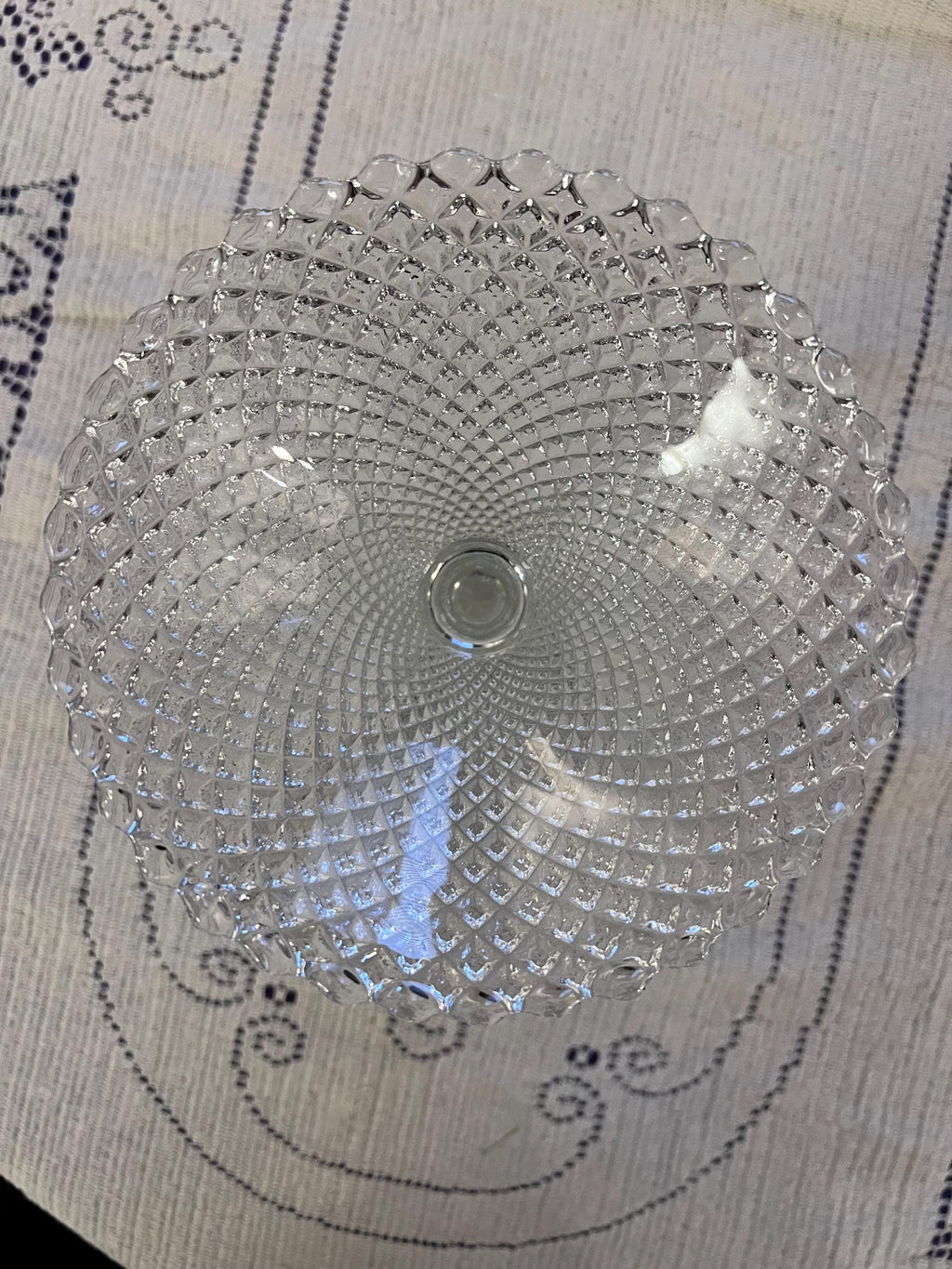Set of 4 Vintage Diamond Point Glass Champagne Coupes – Square Pedestal Base Sherbet Dishes
