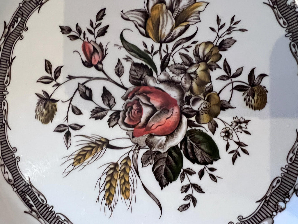 Vintage Wood & Sons Rosedale Plates – Hand Engraved Floral English Ironstone Set