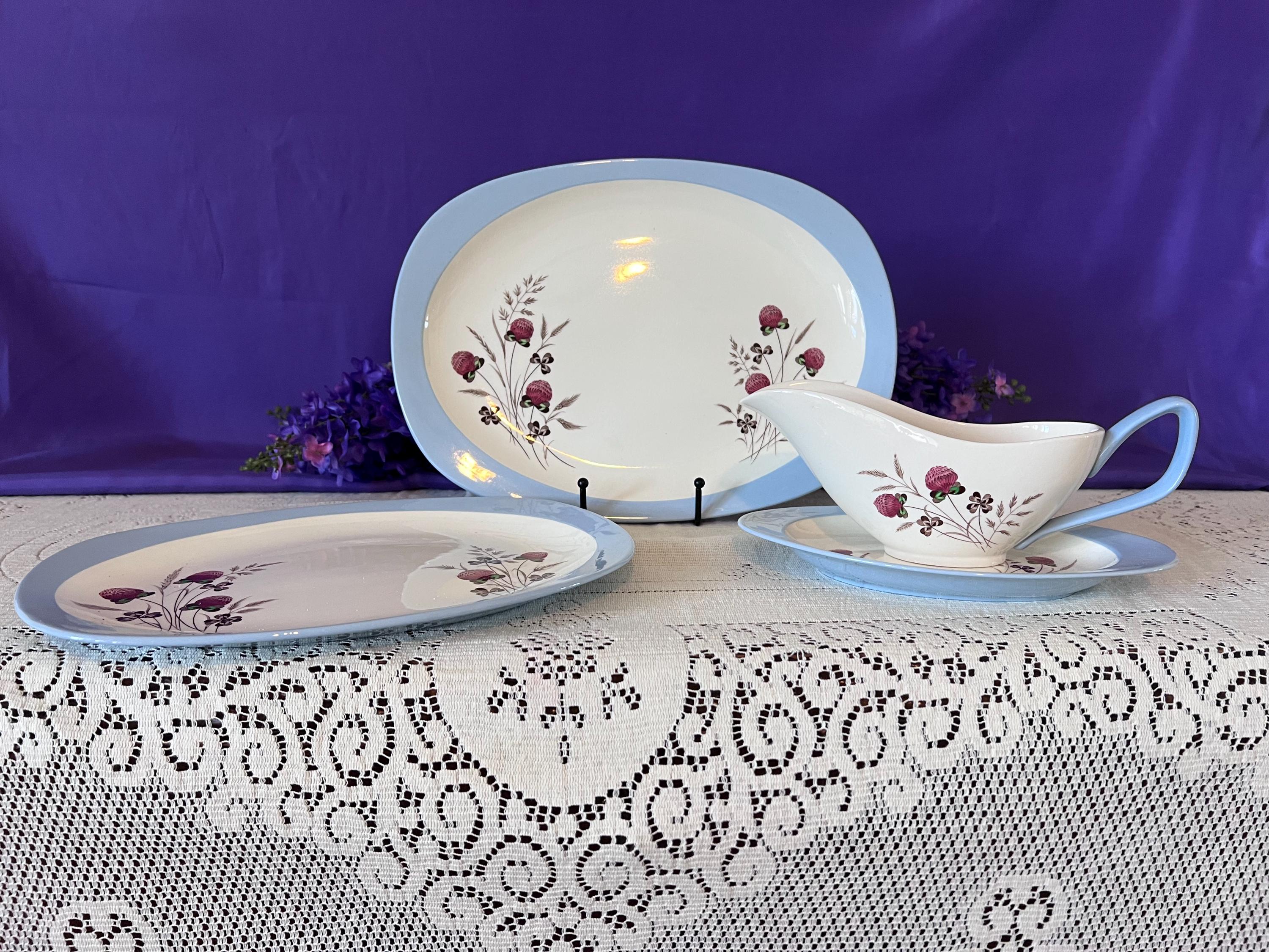 Copeland Spode Summer Days Grand Serving Set – Rare Gravy Boat with Underplate & Two Oval Platters – S3304 Vintage England