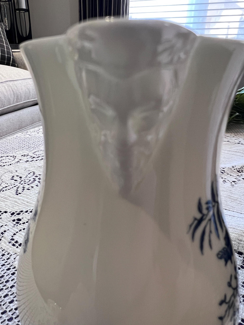 Vintage Royal Worcester "Blue Sprays" Mask Head Creamer - Circa 1760 Reproduction