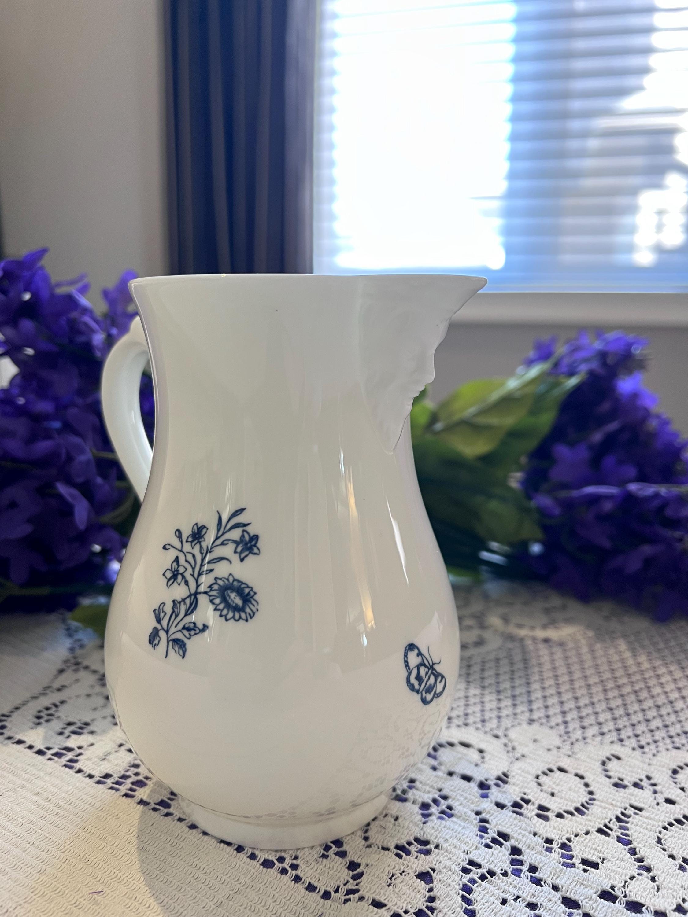Vintage Royal Worcester "Blue Sprays" Mask Head Creamer - Circa 1760 Reproduction