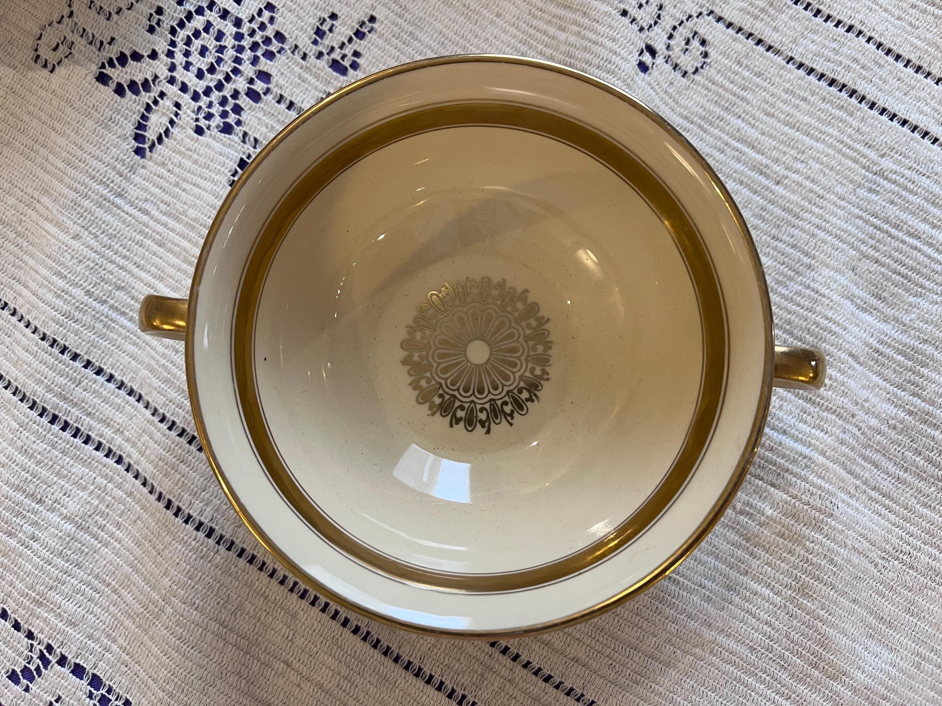 Vintage Johnson Brothers Gold Filigree Bouillon Cups – Set of 3, Neoclassical Tableware