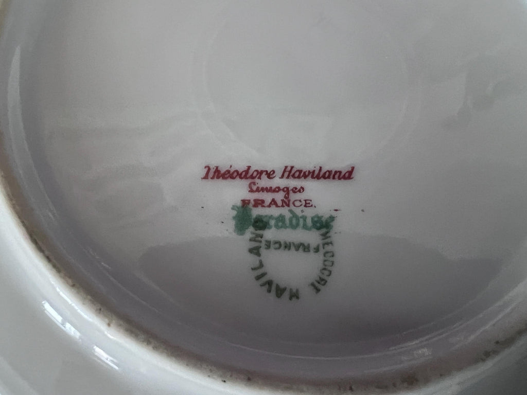 Theodore Haviland Limoges Paradise Replacement China, Bird of Paradise Salad & Dinner Plate, Blue Gold Scalloped Saucer, Fruit Nappy Bowl