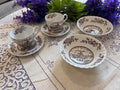 Johnson Brothers Tulip Time Breakfast Set | Brown Transferware Mugs, Saucers, Bowls