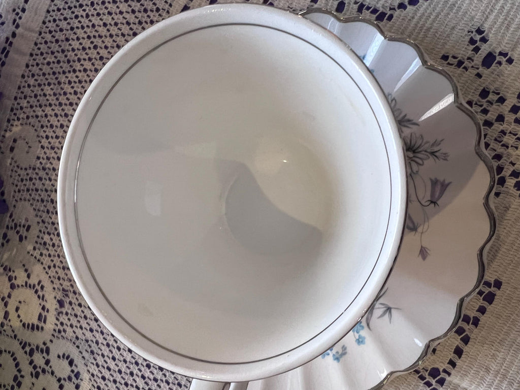 Vintage J&G Meakin Teacup and Saucer Set – Blue Floral English Ironstone (Set of 2)