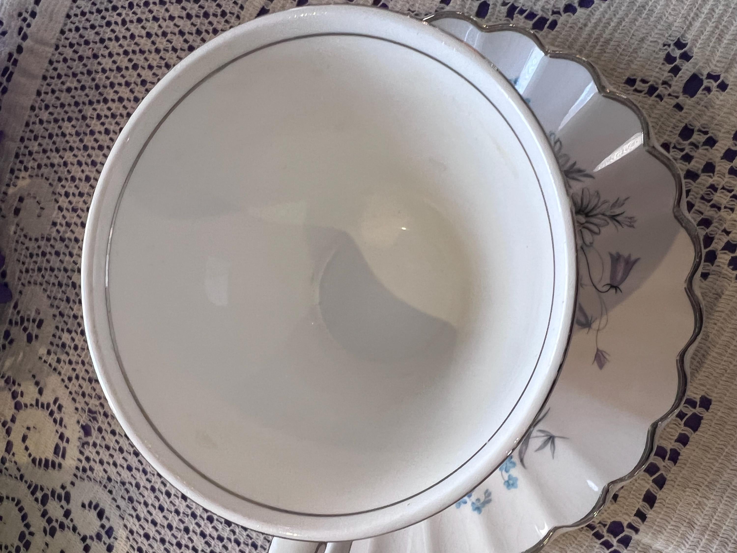 Vintage J&G Meakin Teacup and Saucer Set – Blue Floral English Ironstone (Set of 2)