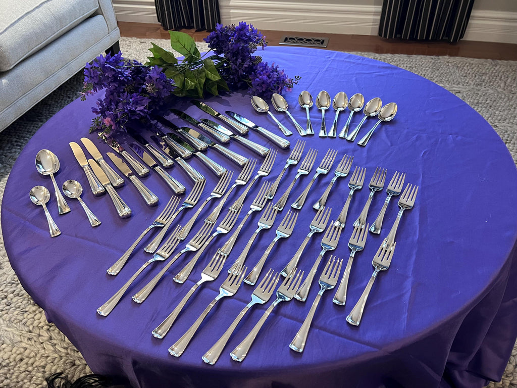 1847 Rogers Bros Heritage Silverplate Flatware Set – Mid Century Modern Service for 8