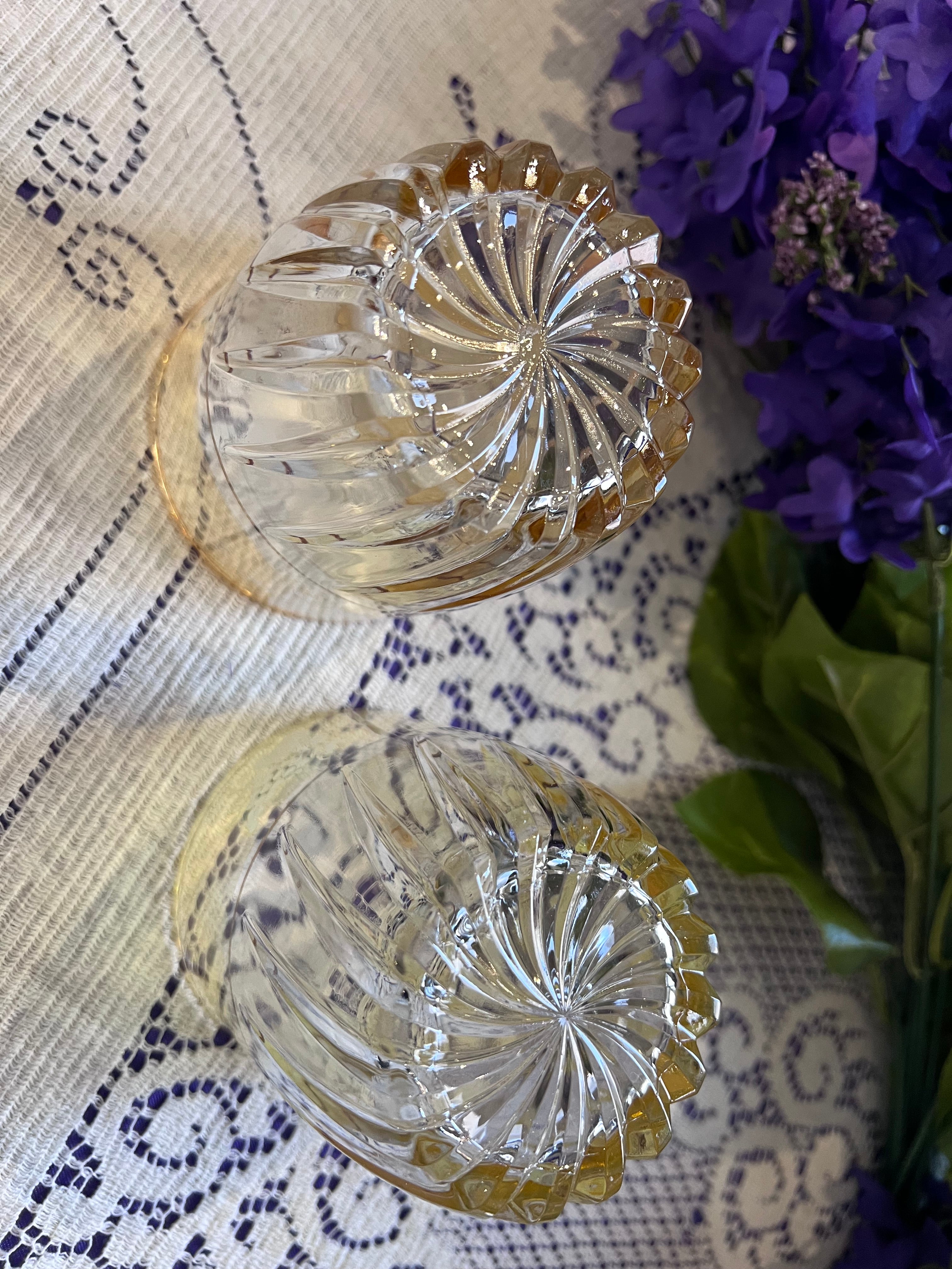 Vintage Federal Glass Grape & Leaf Rocks Glasses - Set of 2 - Gold Ombre Swirl Base - Mid-Century Modern Barware - The Lilac Bloom