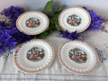 Vintage Courting Couple Dessert Plates – Set of 4, 22K Gold Filigree Ruffled Edge