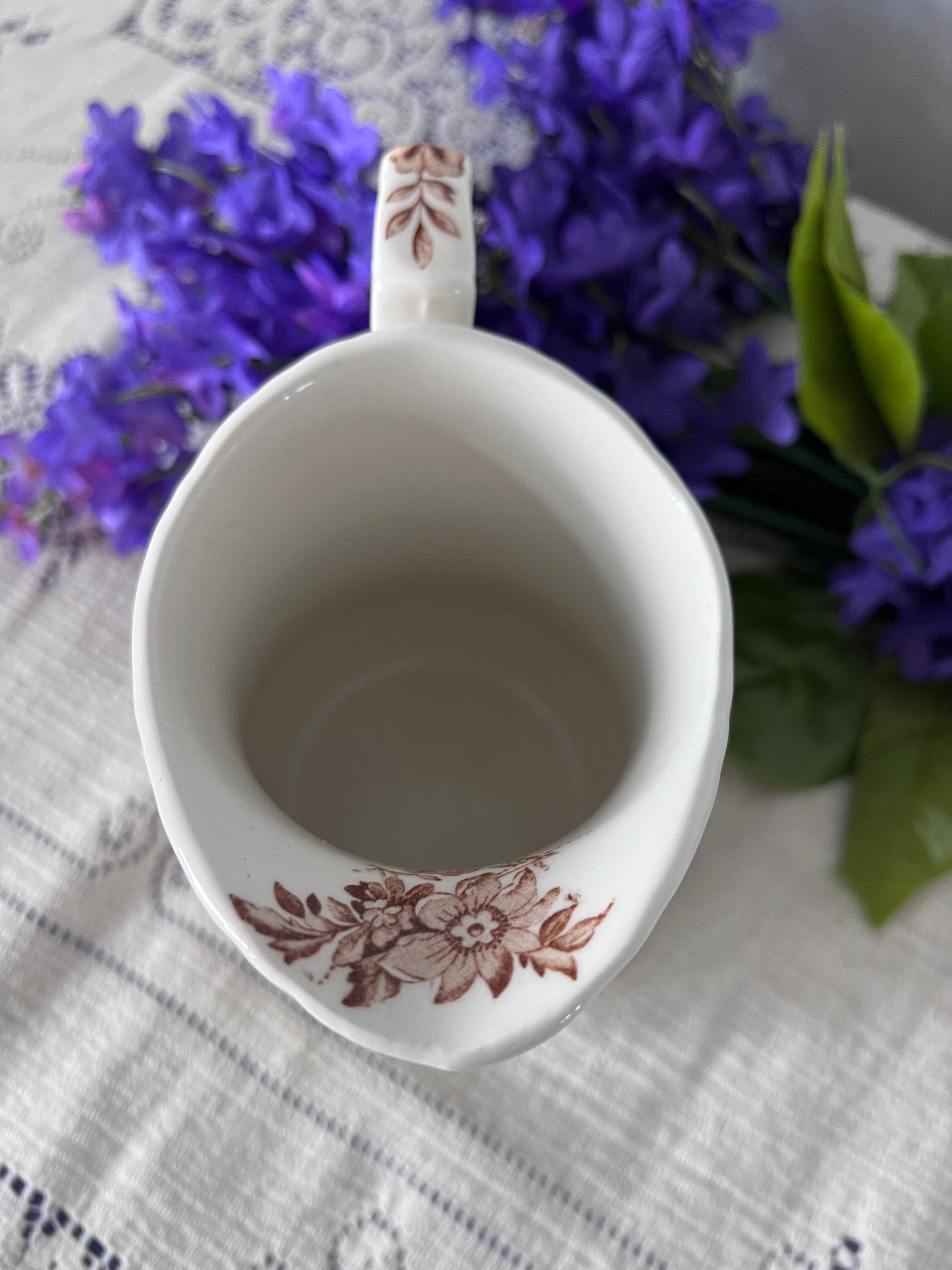 Vintage Alfred Meakin “Charlotte” Brown Transferware Jug – Staffordshire, England