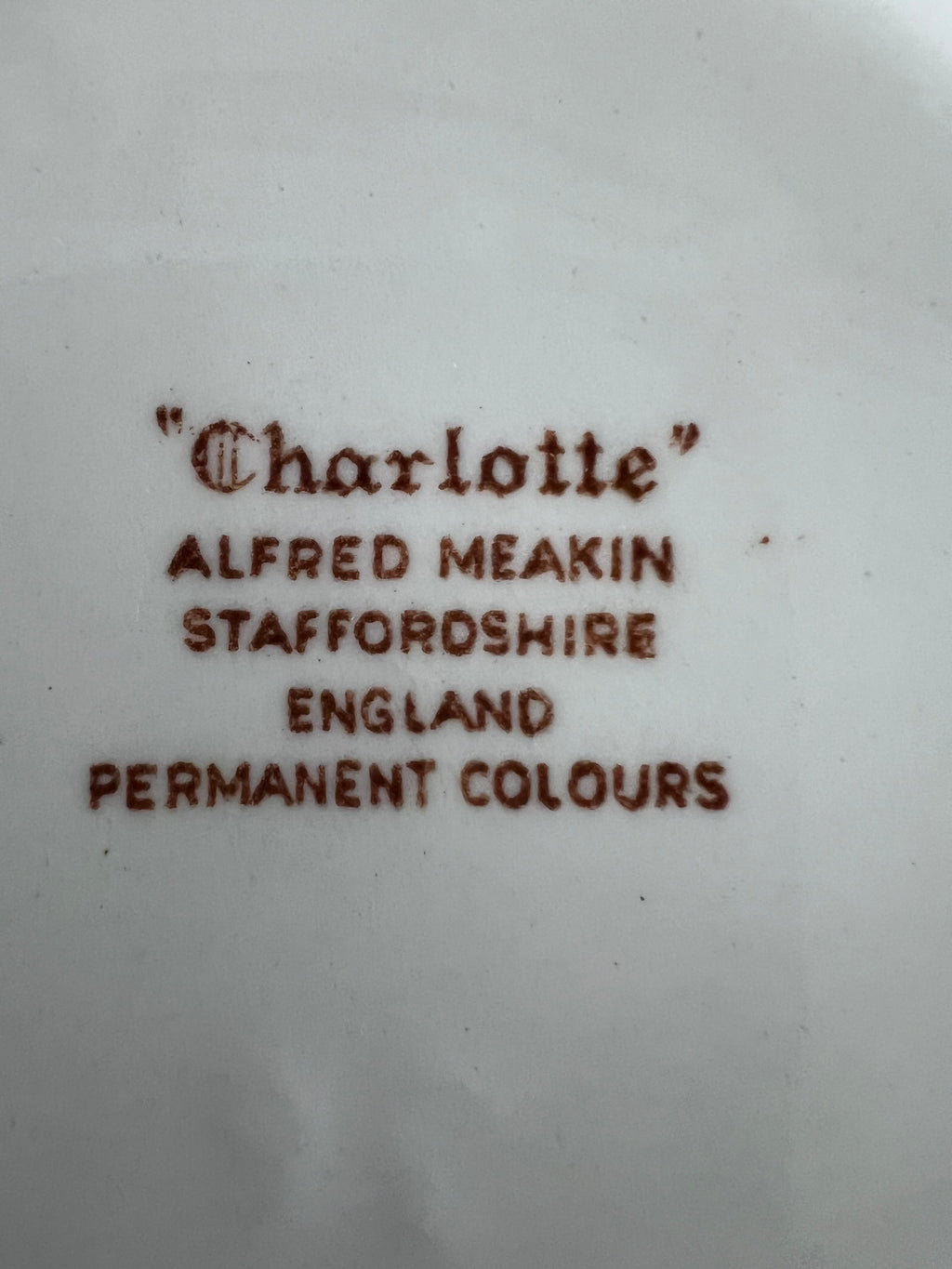 Vintage Alfred Meakin “Charlotte” Brown Transferware Jug – Staffordshire, England