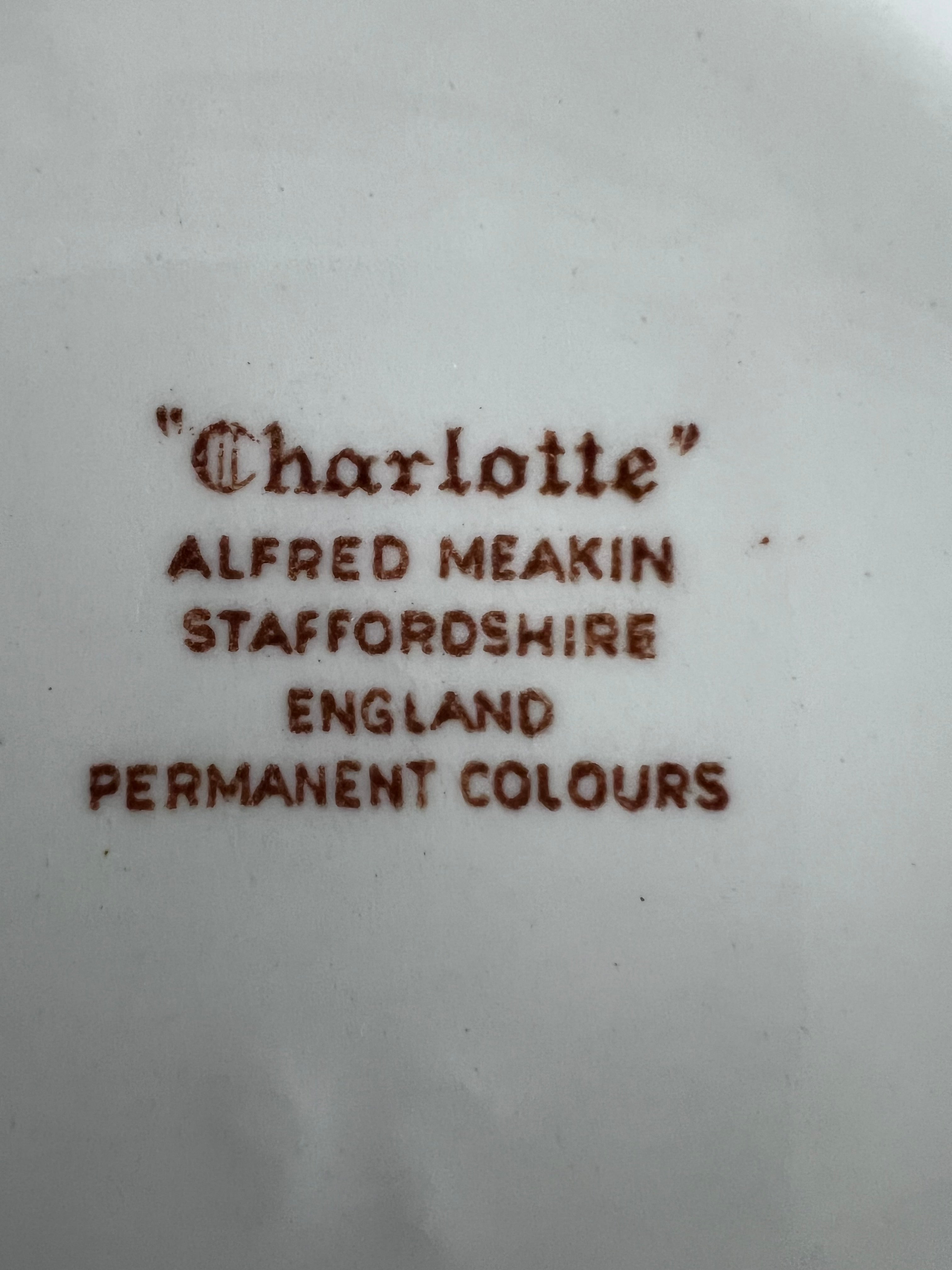 Vintage Alfred Meakin “Charlotte” Brown Transferware Jug – Staffordshire, England