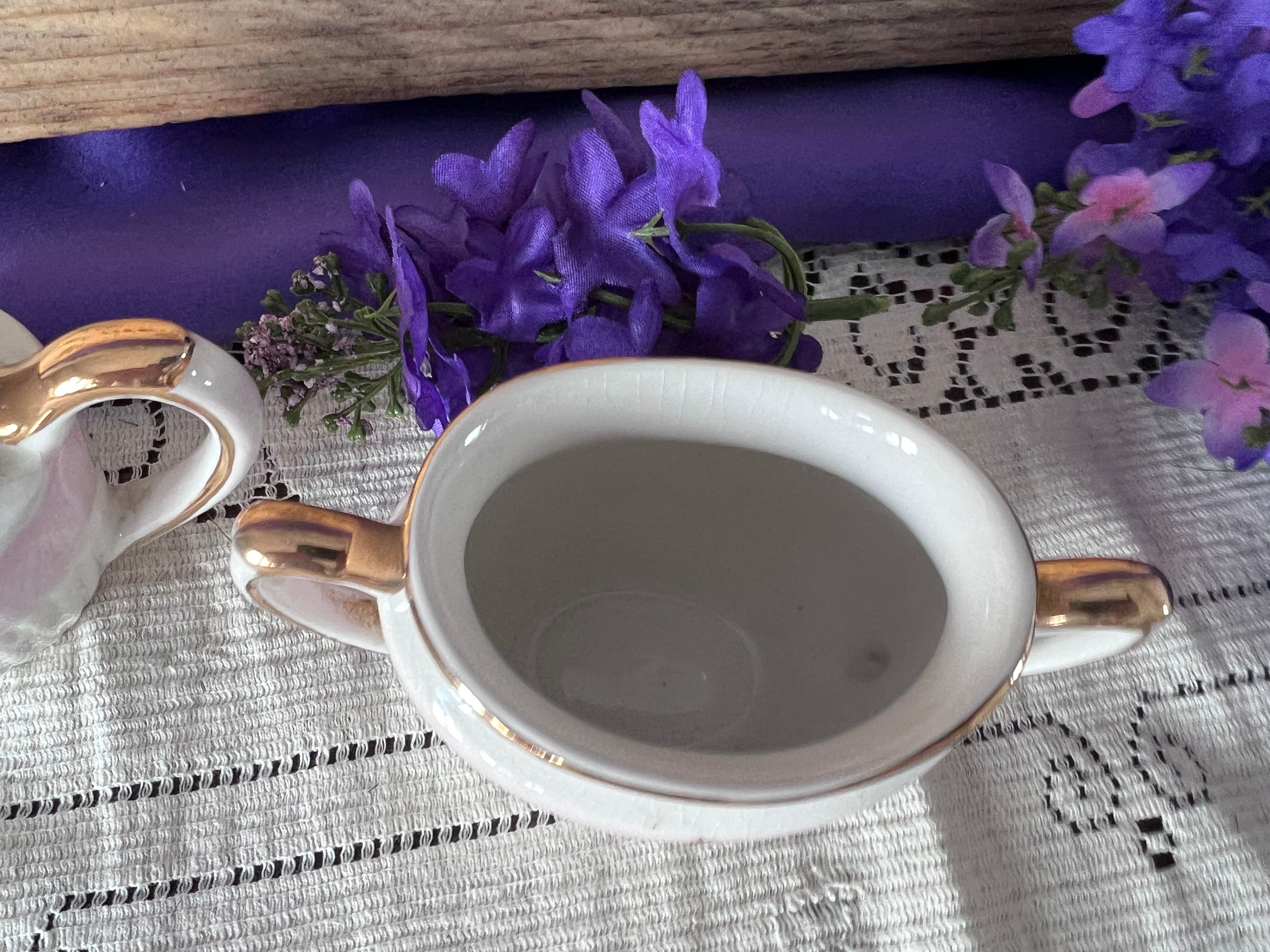 Antique Gibson & Sons Creamer and Sugar Bowl - Pink Band Rose Pattern - Early 20th Century English Ironstone