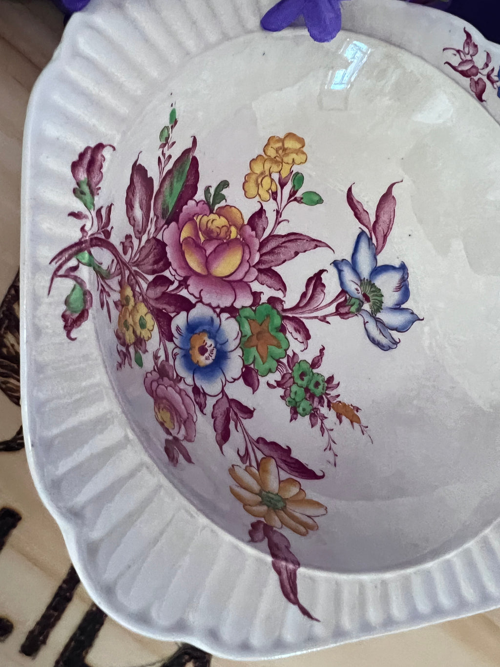Vintage Booths "Old Country Sprays" Small Bowls - Set of 2 - Silicon China Made in Great Britain - Scalloped Floral Berry or Dessert Bowls