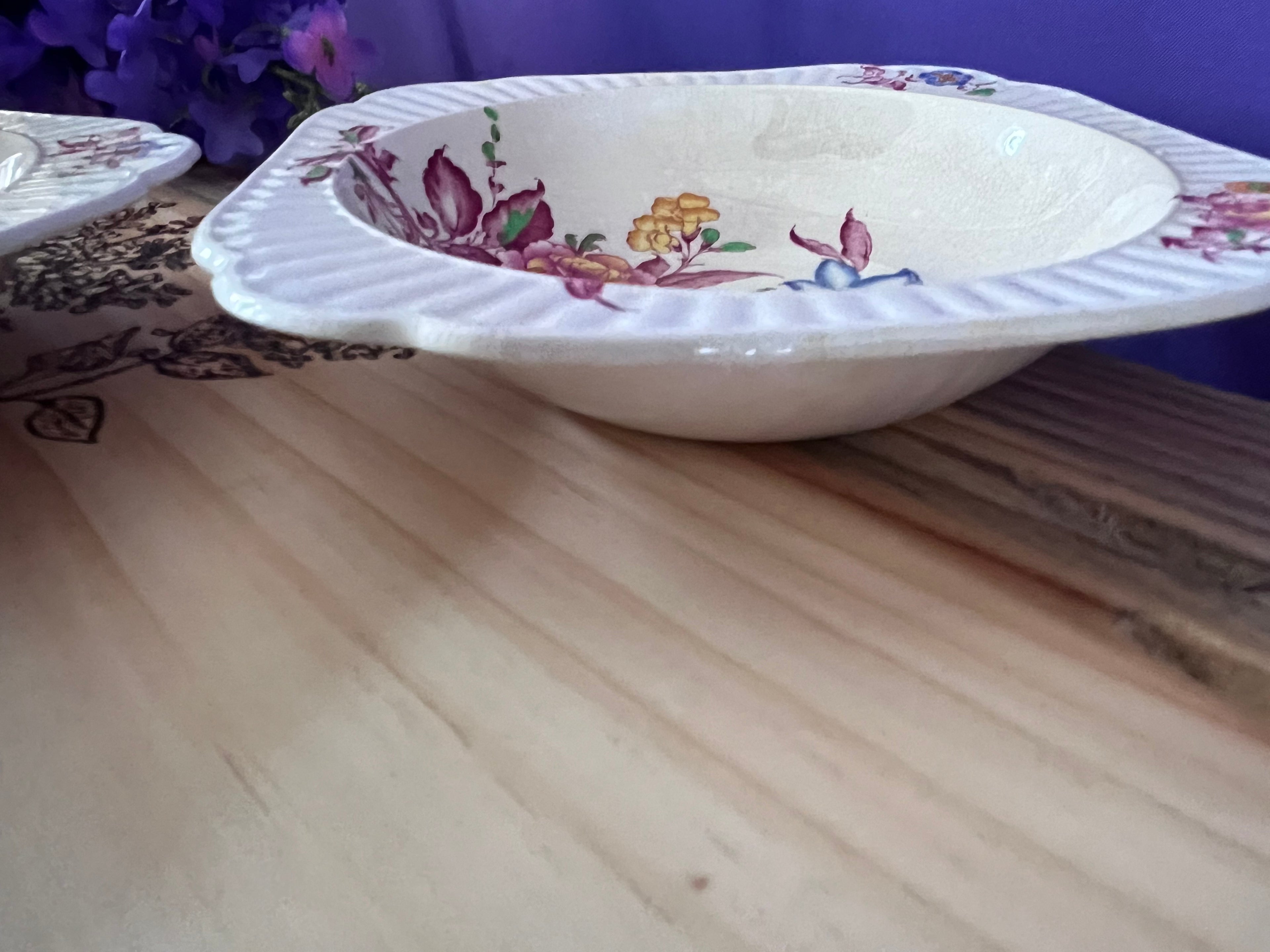 Vintage Booths "Old Country Sprays" Small Bowls - Set of 2 - Silicon China Made in Great Britain - Scalloped Floral Berry or Dessert Bowls