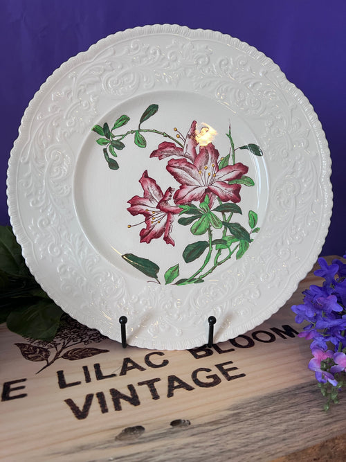 Cauldon England "Garland" Pink Floral Embossed Dinner Plate