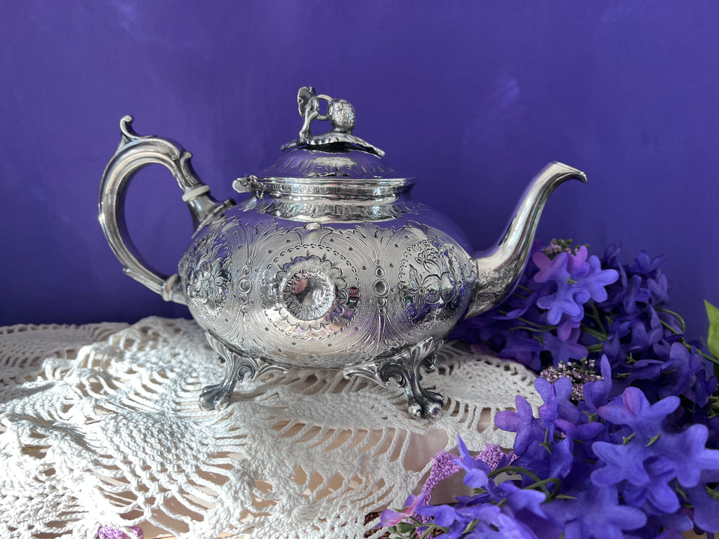 Restored F.B. Rogers "Strawberry" 4-Piece Silver Tea & Coffee Service | Victorian Style