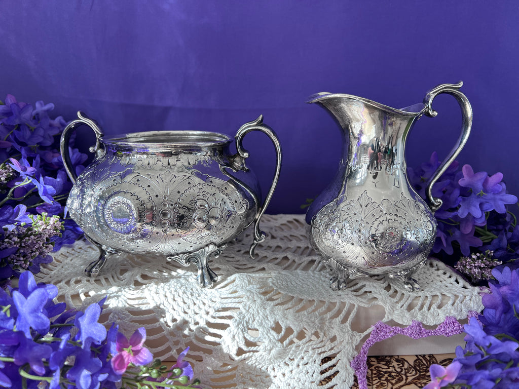 Restored F.B. Rogers "Strawberry" 4-Piece Silver Tea & Coffee Service | Victorian Style