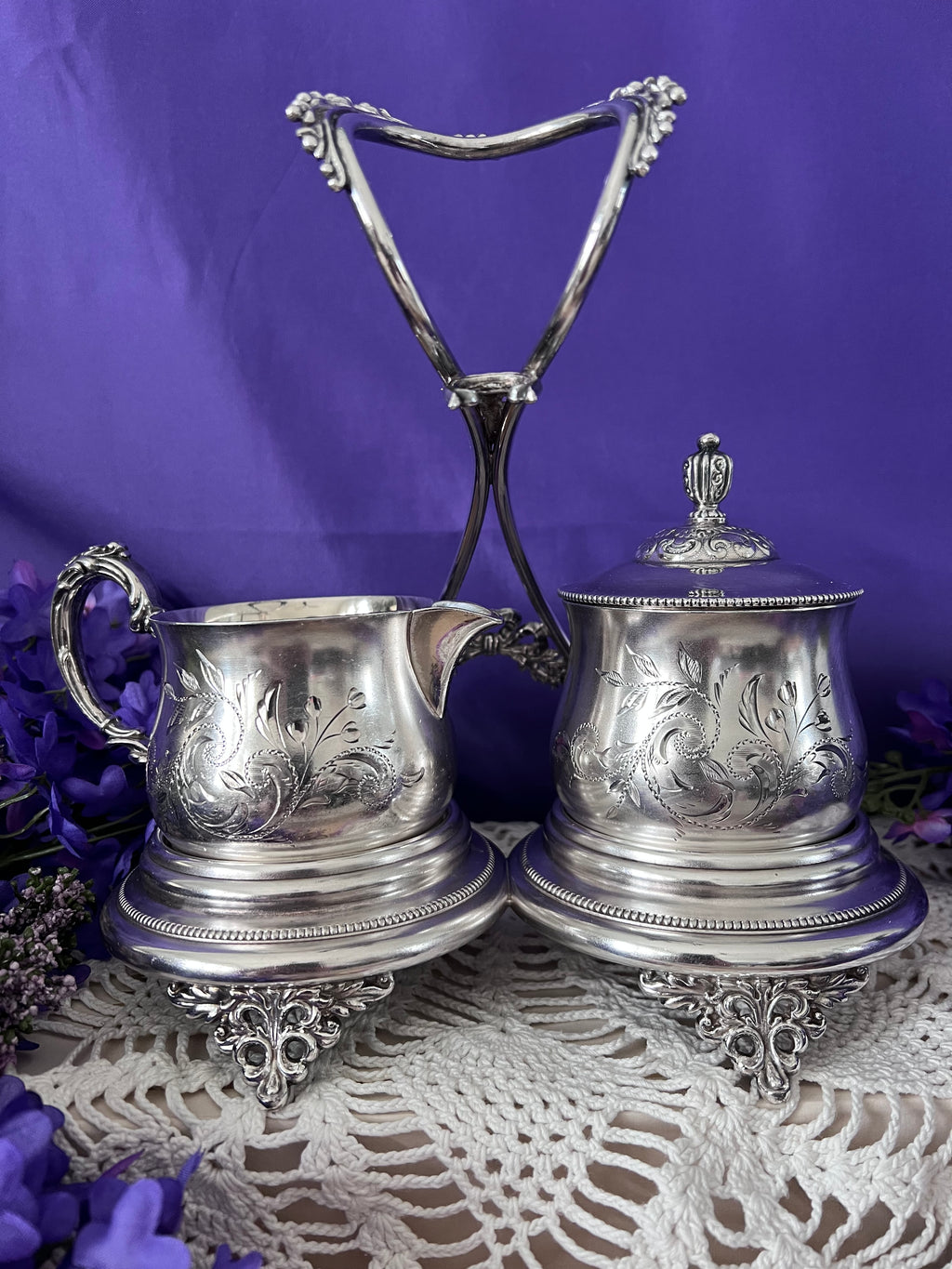 Meriden Britannia Silver Sugar & Cream Service | Victorian Silver Plate | The Lilac Bloom Vintage