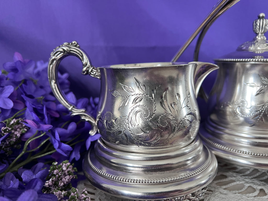 Meriden Britannia Silver Sugar & Cream Service | Victorian Silver Plate | The Lilac Bloom Vintage
